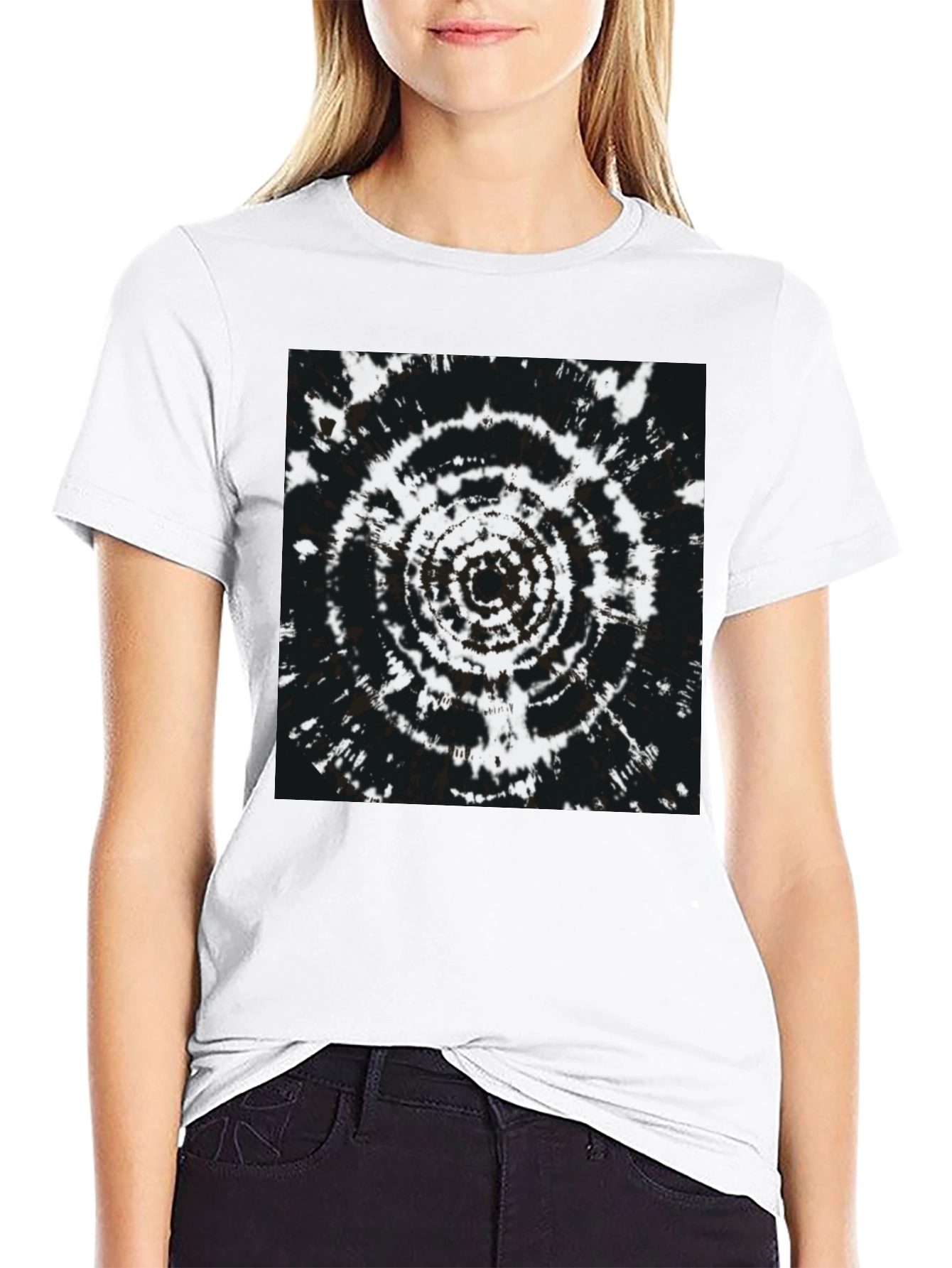 Black T-Shirt with Psychedelic Circle Design