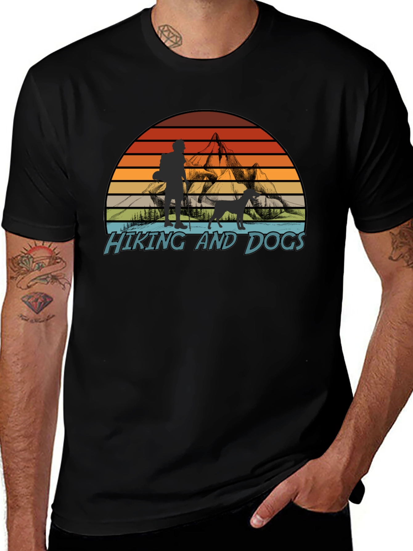 Hiking and Dogs Graphic T-Shirt