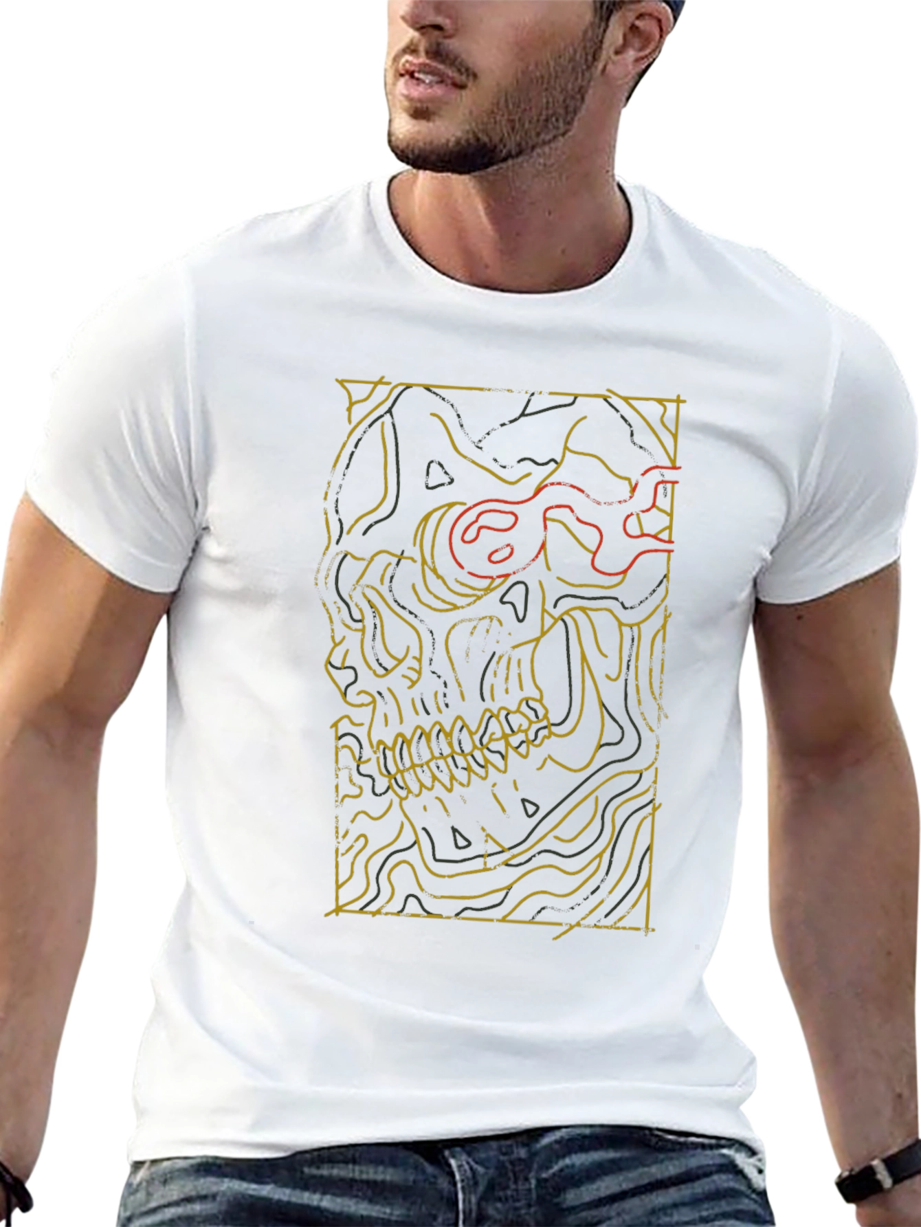 Skull Contour Graphic Tee - Modern Streetwear Style