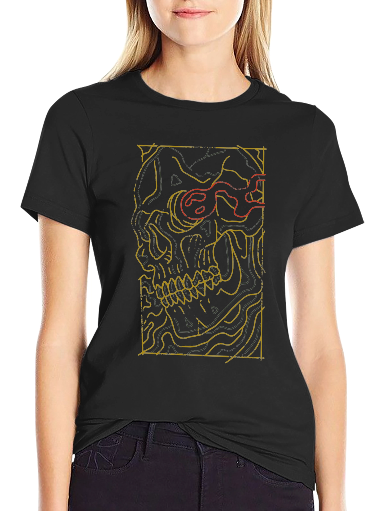 Skull Contour Graphic Tee - Modern Streetwear Style