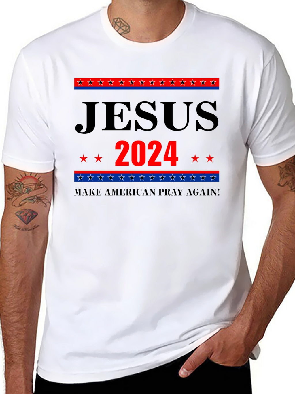 Jesus 2024 Graphic Tee - Patriotic Faith Apparel