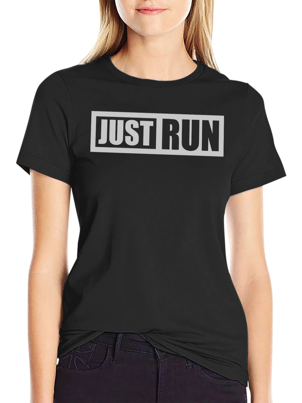 Just Run Graphic Tee - Black Casual Sporty