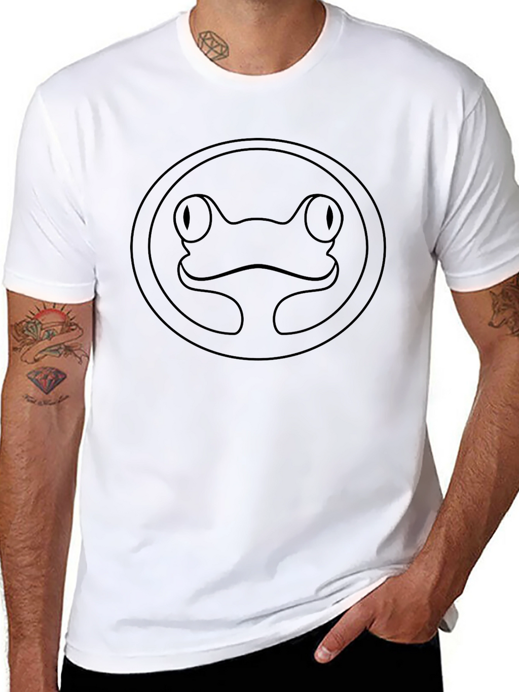 Frog Outline Graphic Tee - Casual Cotton T-Shirt
