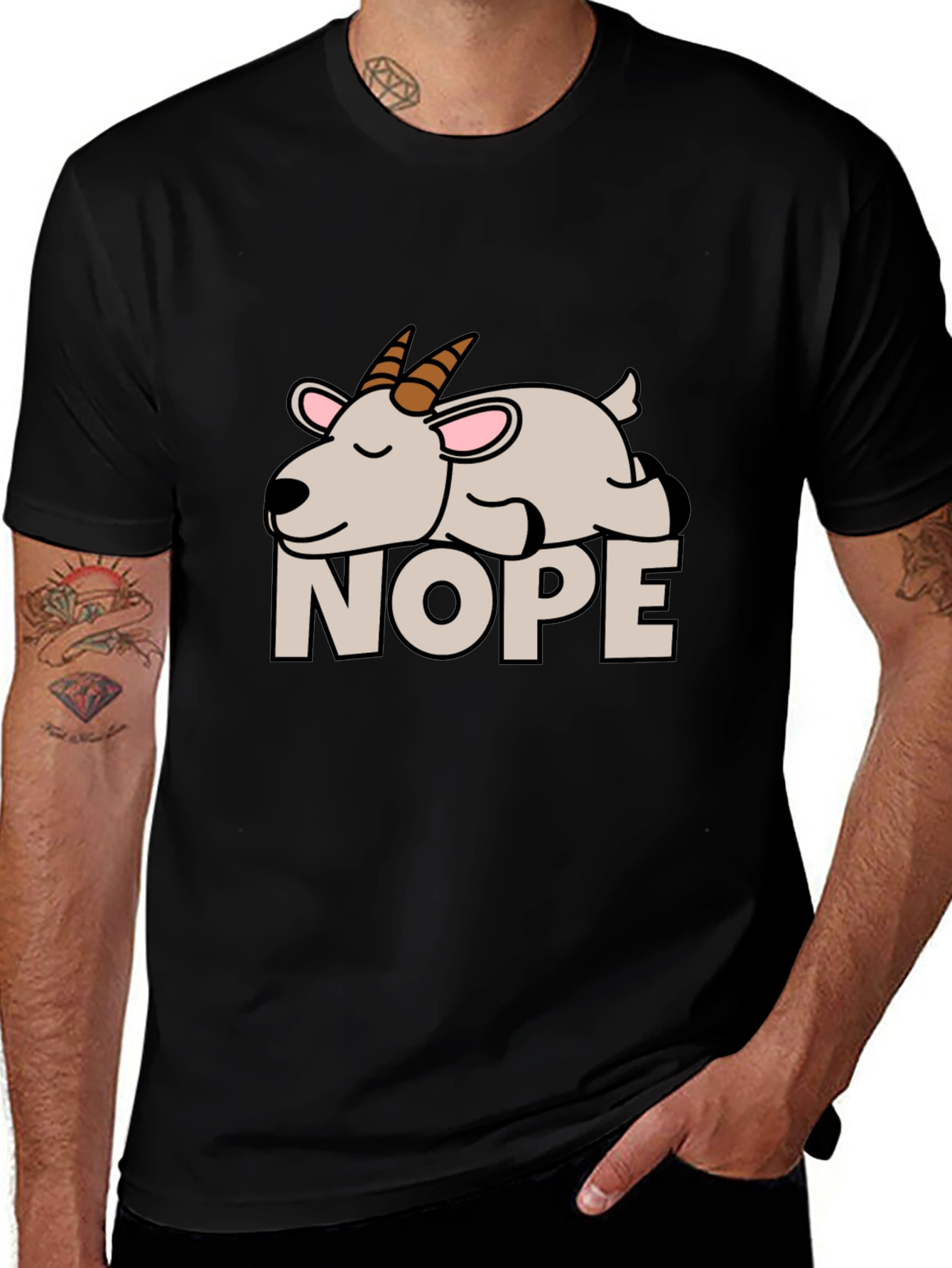 Nope Goat Graphic Tee - Funny Animal T-Shirt