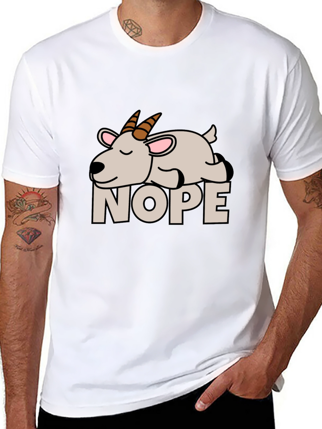 Nope Goat Graphic Tee - Funny Animal T-Shirt