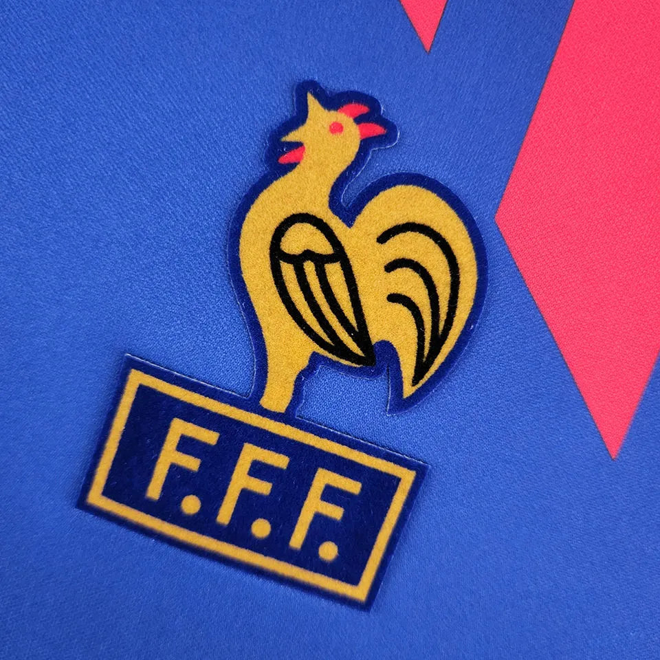 1988/90 France Home Long Sleeve Retro Soccer Jersey Detail 4