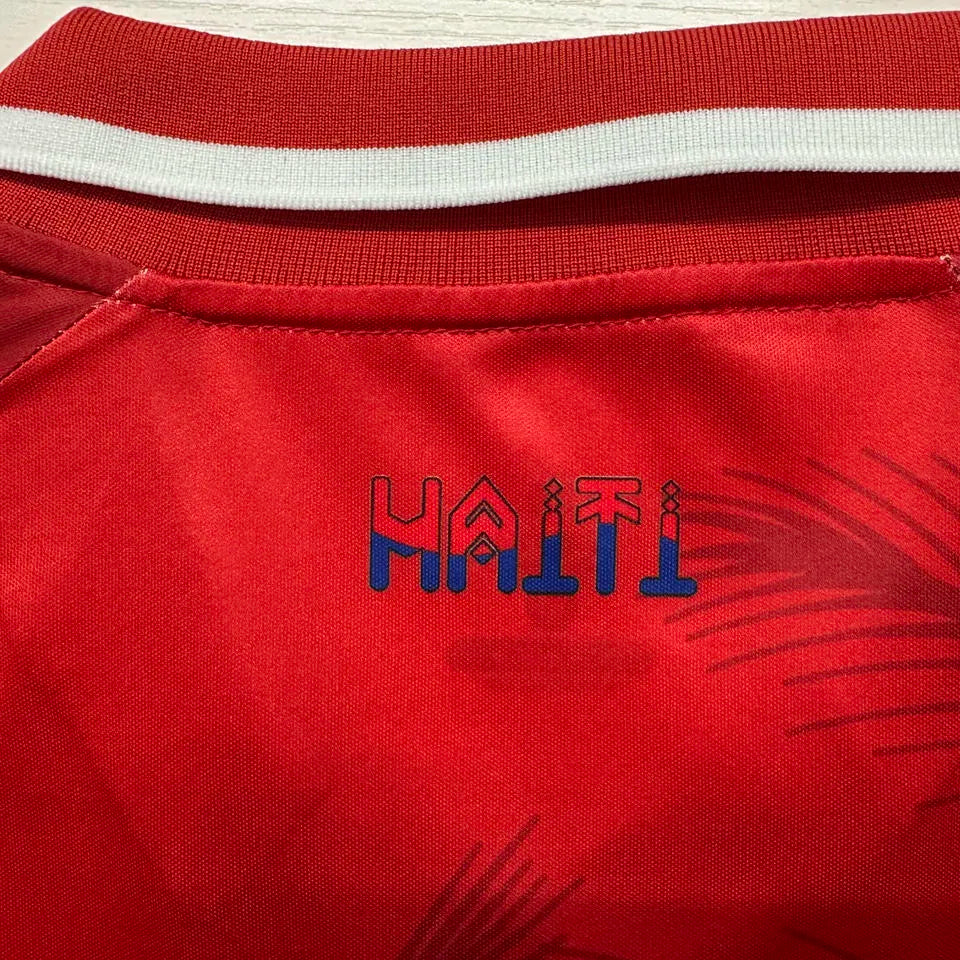 2026/27 Haiti Third Red Fans Soccer Jersey 海地 (Have Right Patch 有右臂章 白底黑字） Detail 3