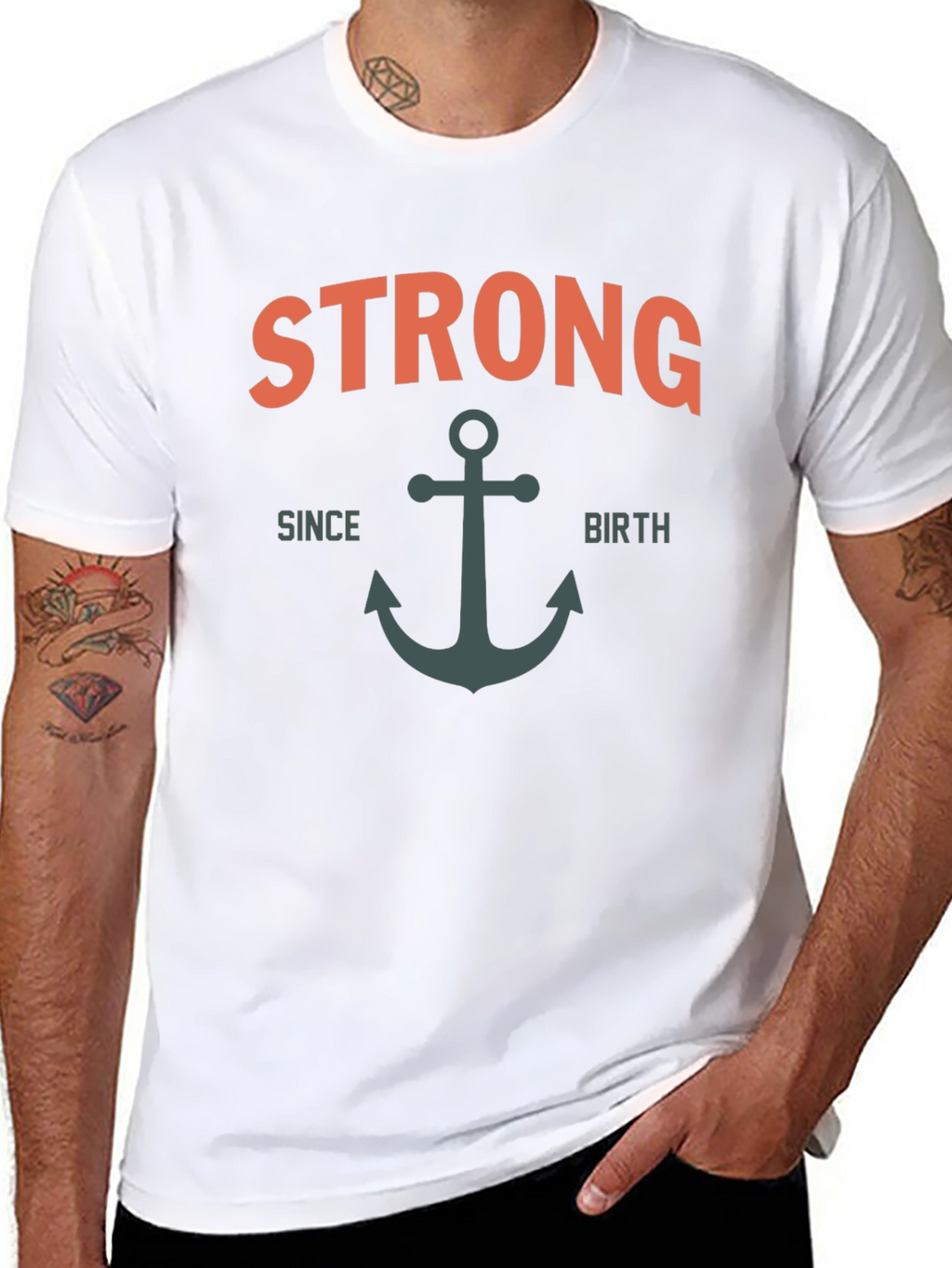 Strong Since Birth Anchor T-Shirt - Black