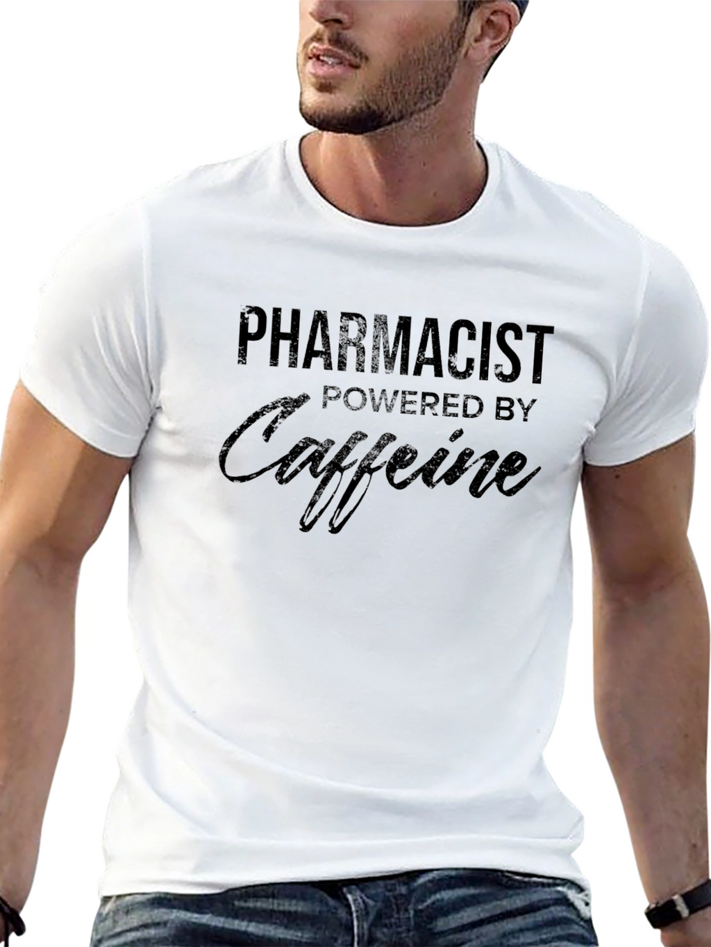 Pharmacist Powered by Caffeine Black T-Shirt