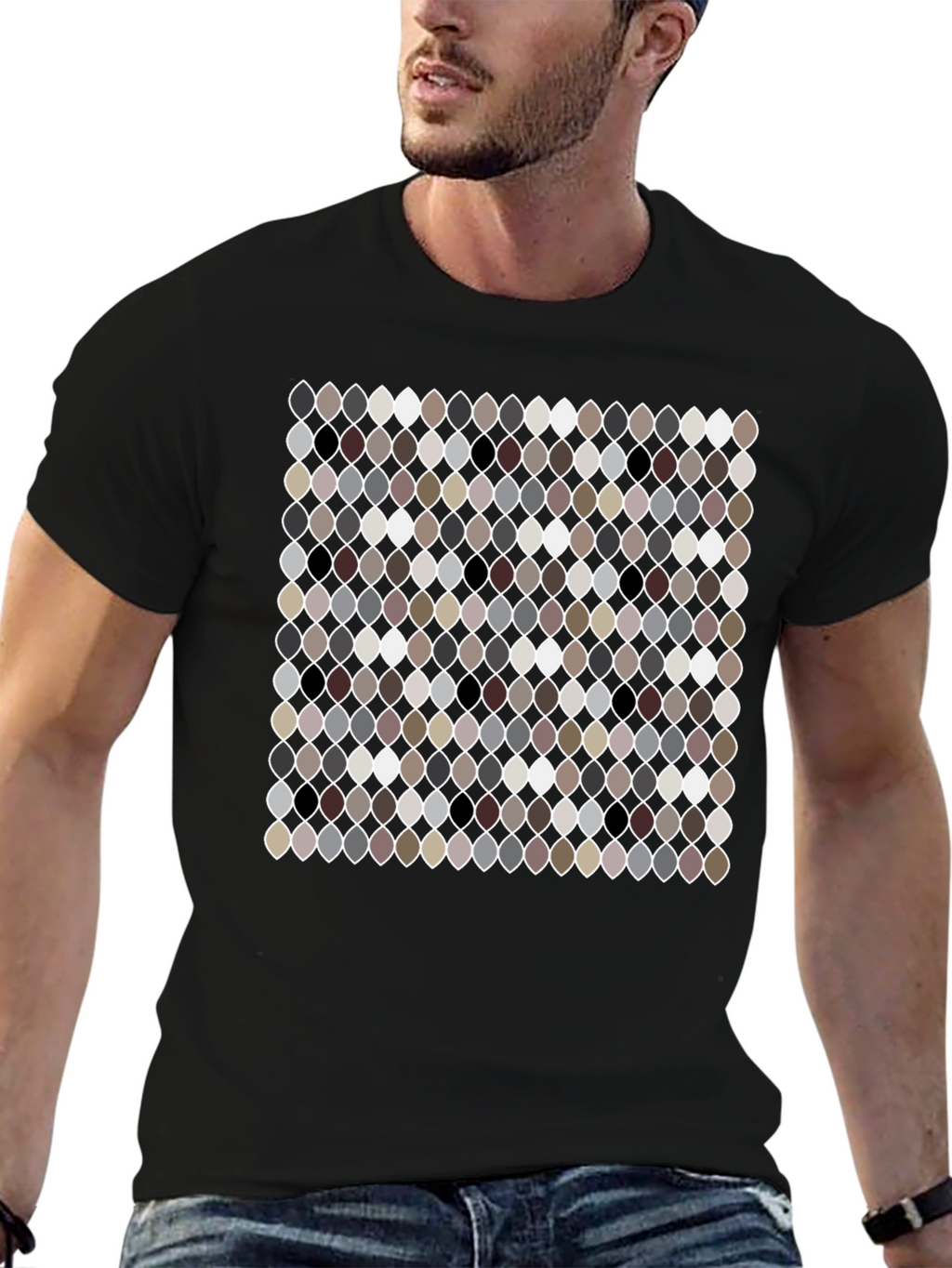 Patterned Ogee Print Black T-Shirt