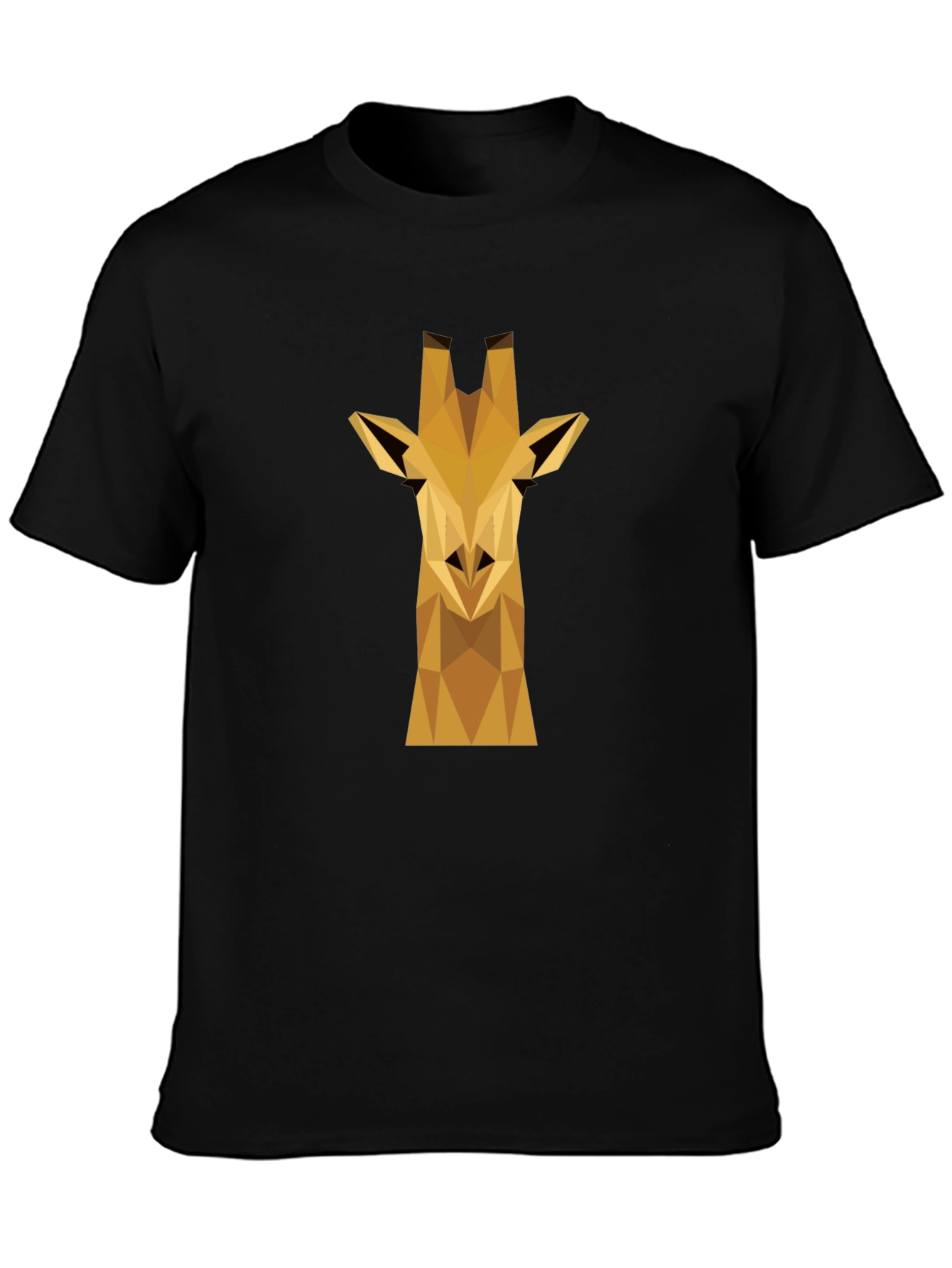 Geometric Giraffe Graphic Tee - Black Cotton Shirt