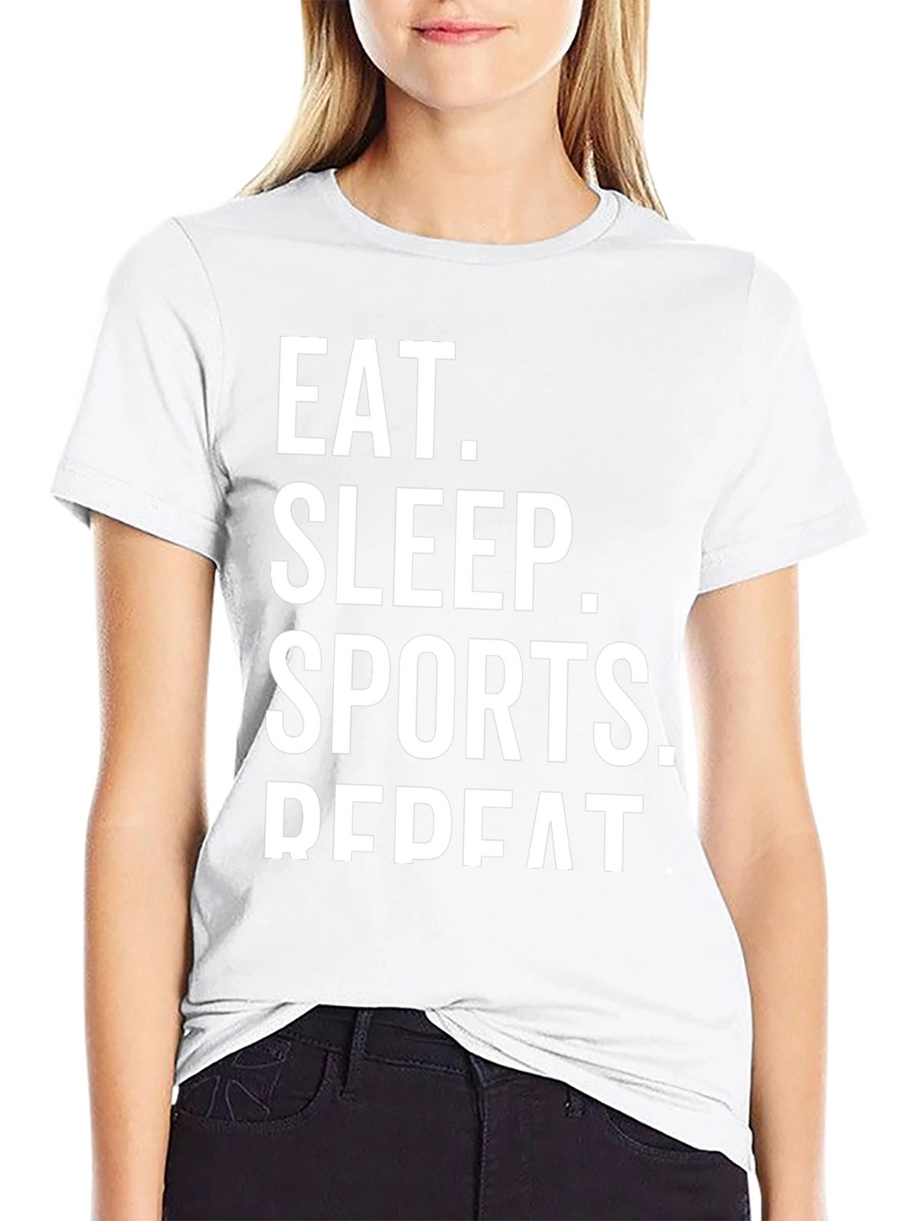Eat Sleep Sports Repeat Black Graphic Tee