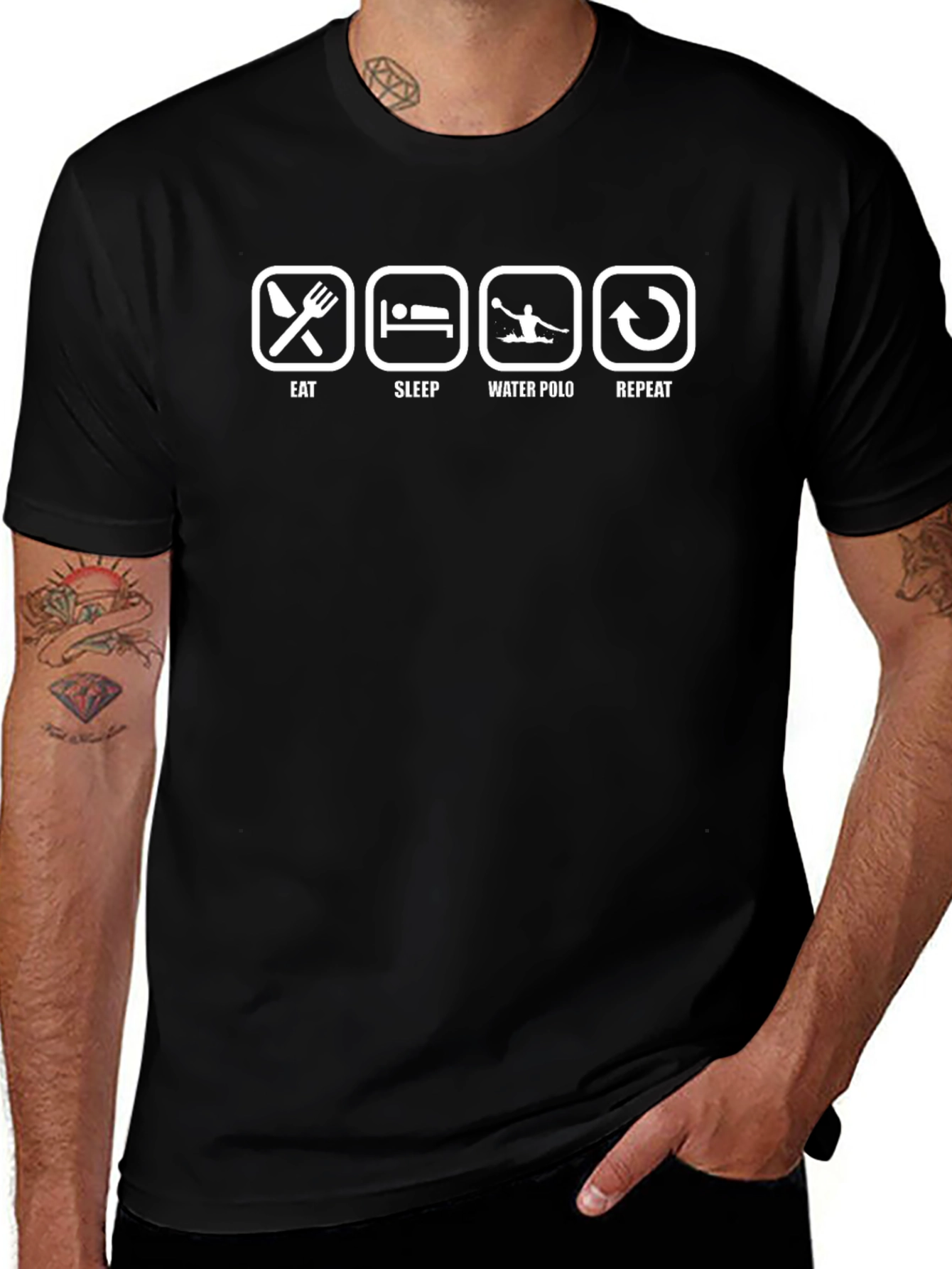 Eat Sleep Water Polo Repeat Black T-Shirt