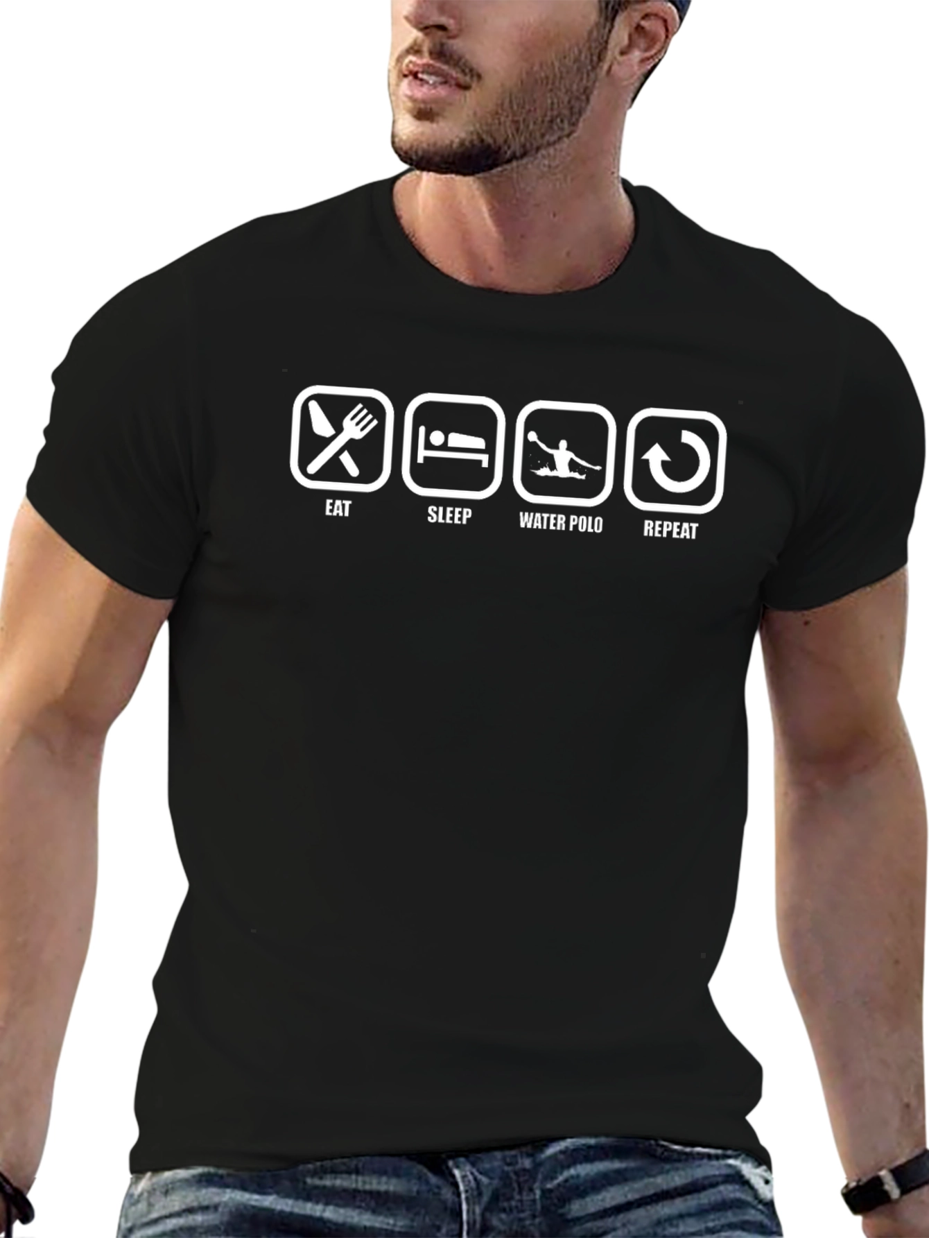 Eat Sleep Water Polo Repeat Black T-Shirt