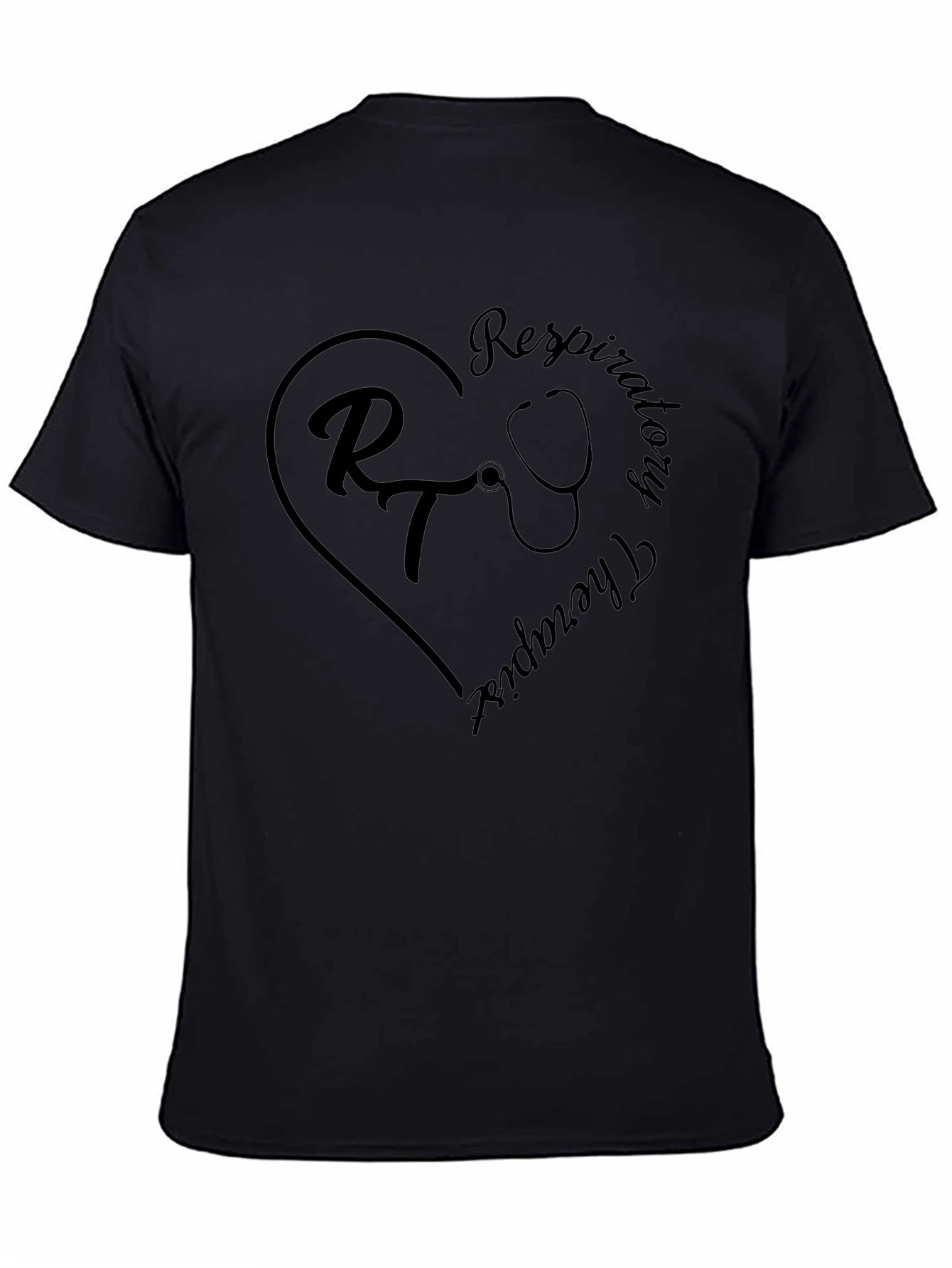 Respiratory Therapist Heart Stethoscope Black T-Shirt