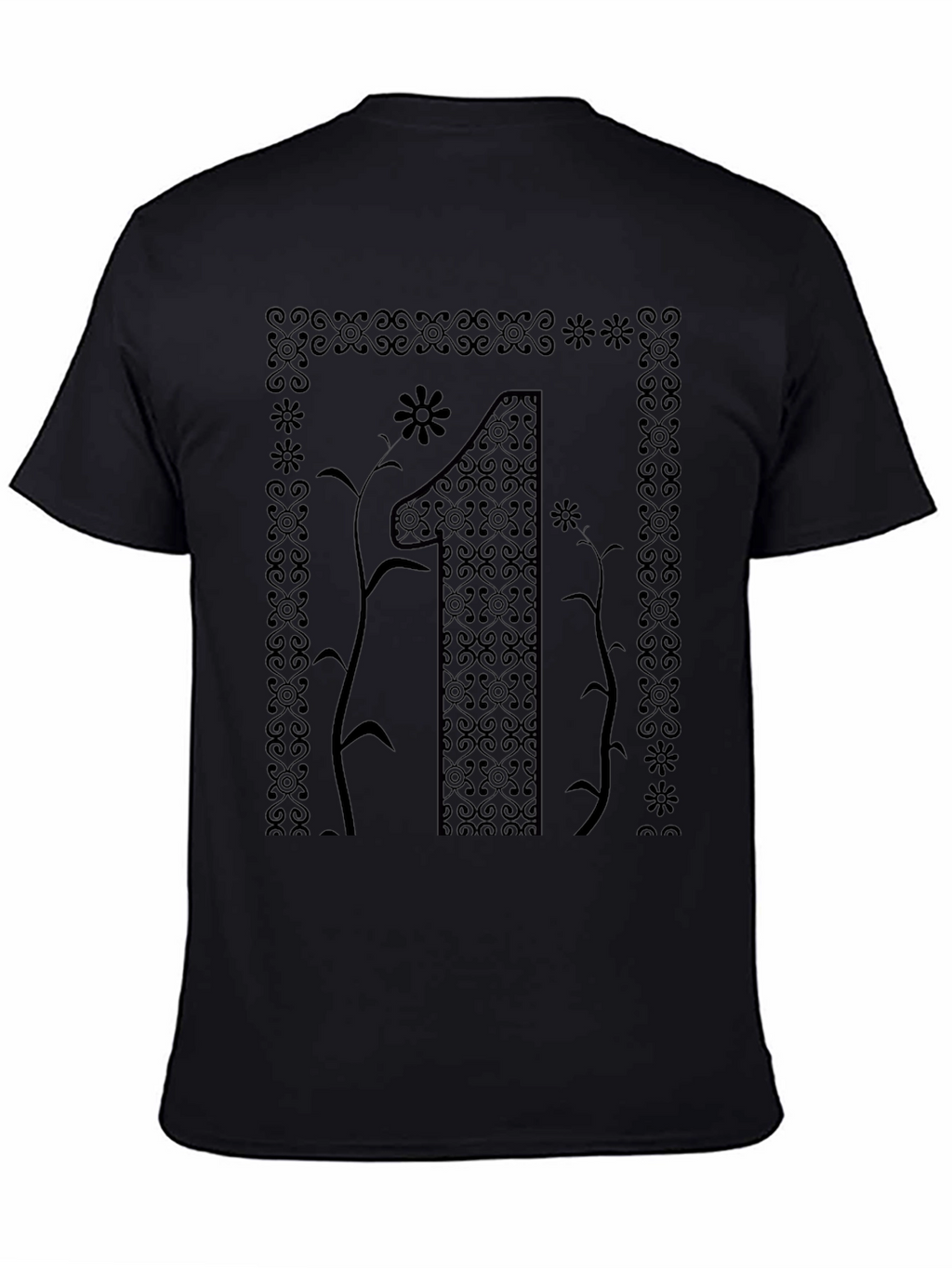 Elegant Number One Graphic Tee - Stylish Black T-Shirt