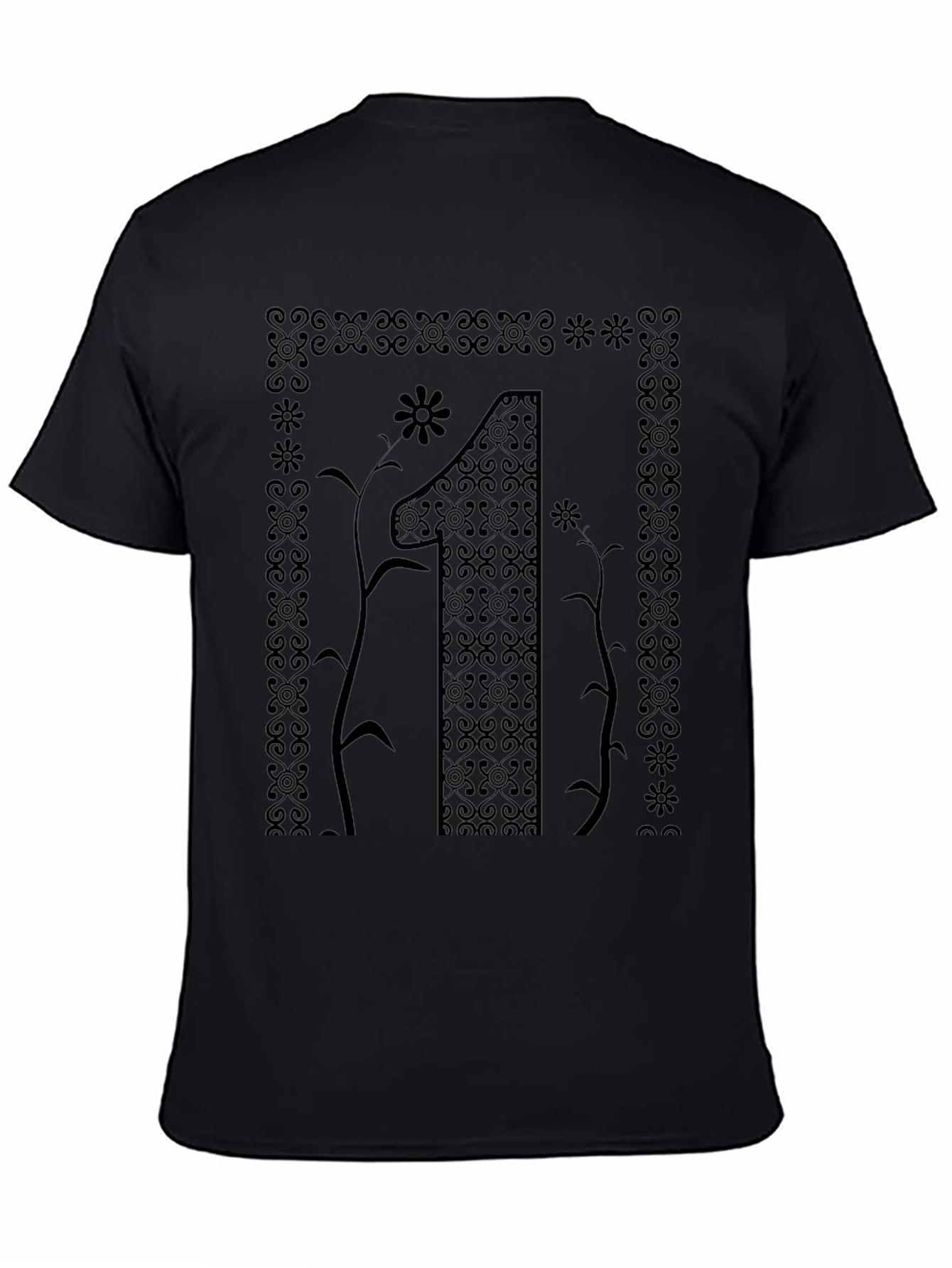 Elegant Number One Graphic Tee - Stylish Black T-Shirt
