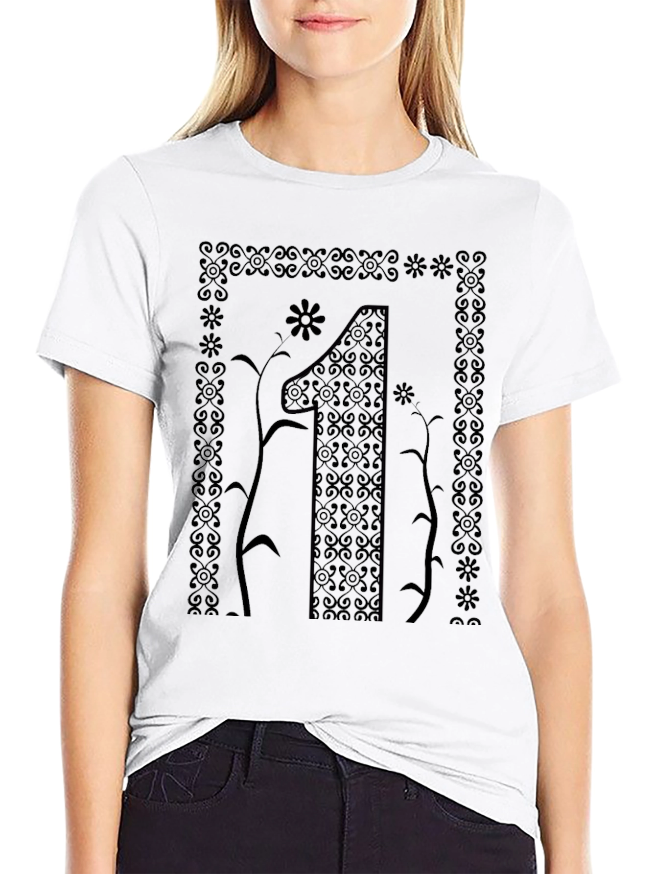 Elegant Number One Graphic Tee - Stylish Black T-Shirt