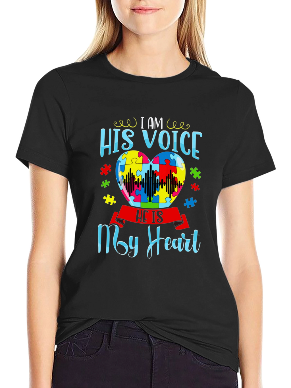 Autism Awareness His Voice My Heart T-Shirt