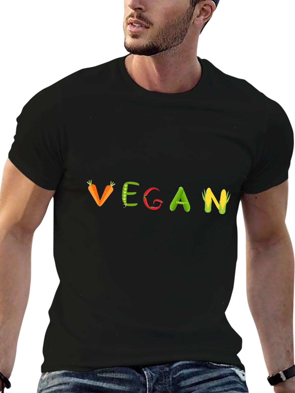 Vegan Graphic T-Shirt - Food Lettering