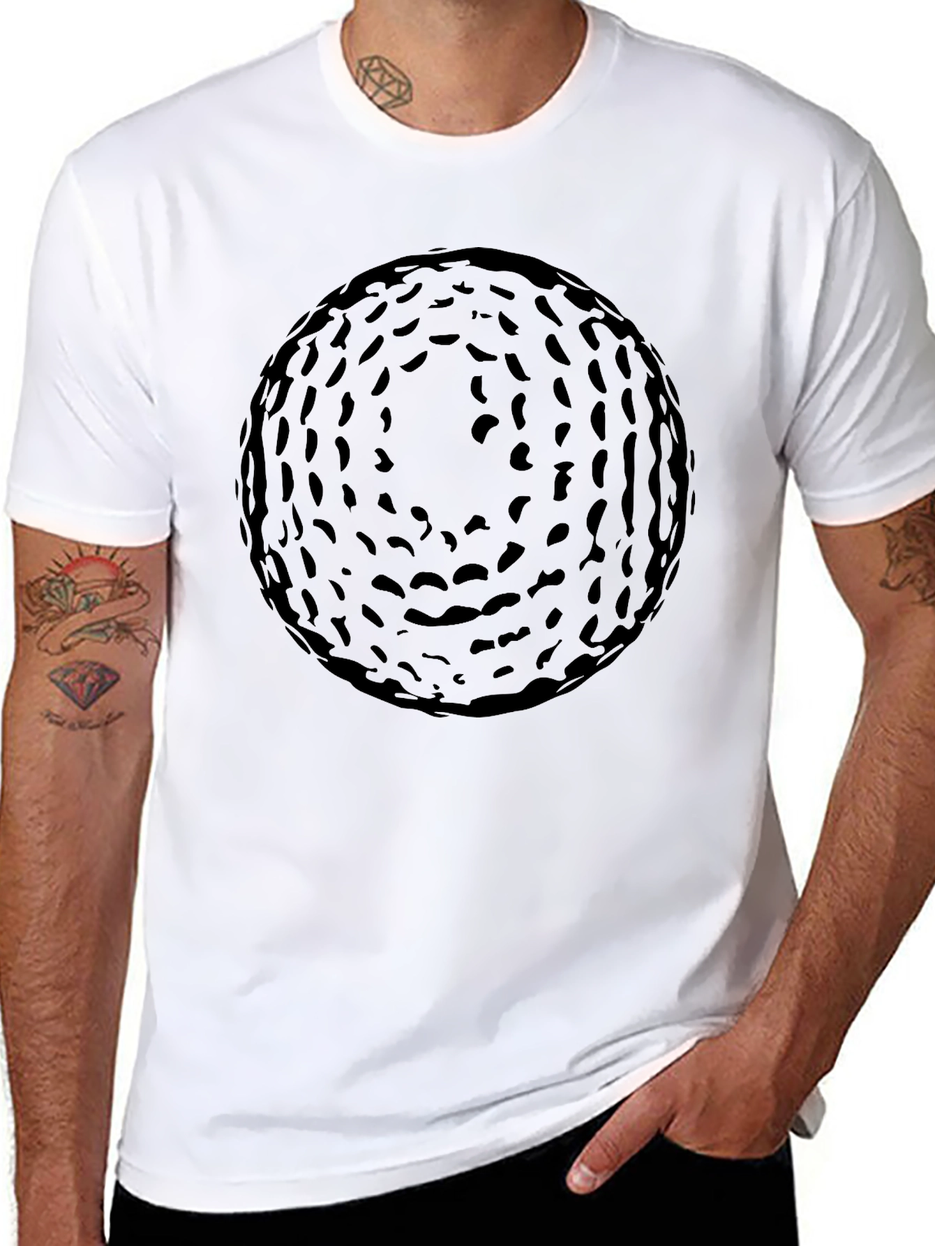 Mens Black Graphic T-Shirt - Abstract Sphere Design