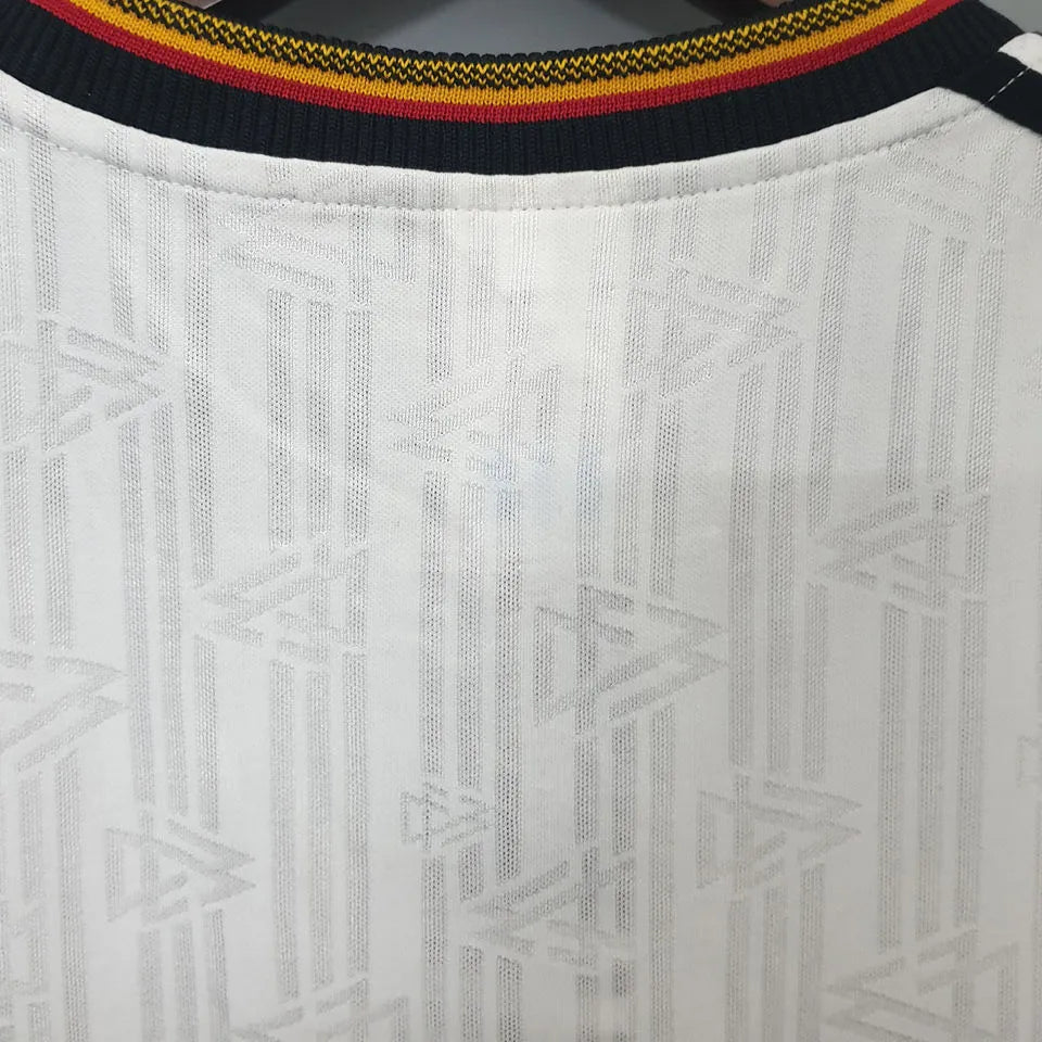 1996 Germany Home White Retro Long Sleeve Soccer Jersey Detail 2