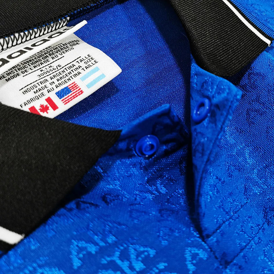1994 Argentina Away Blue Retro Long Sleeve Soccer Jersey Detail 2
