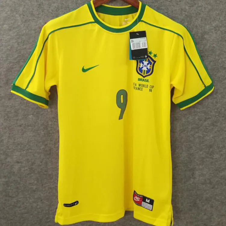 1998 Brazil Home Yellow Retro Soccer Jersey(No small fonts on the chest) Front