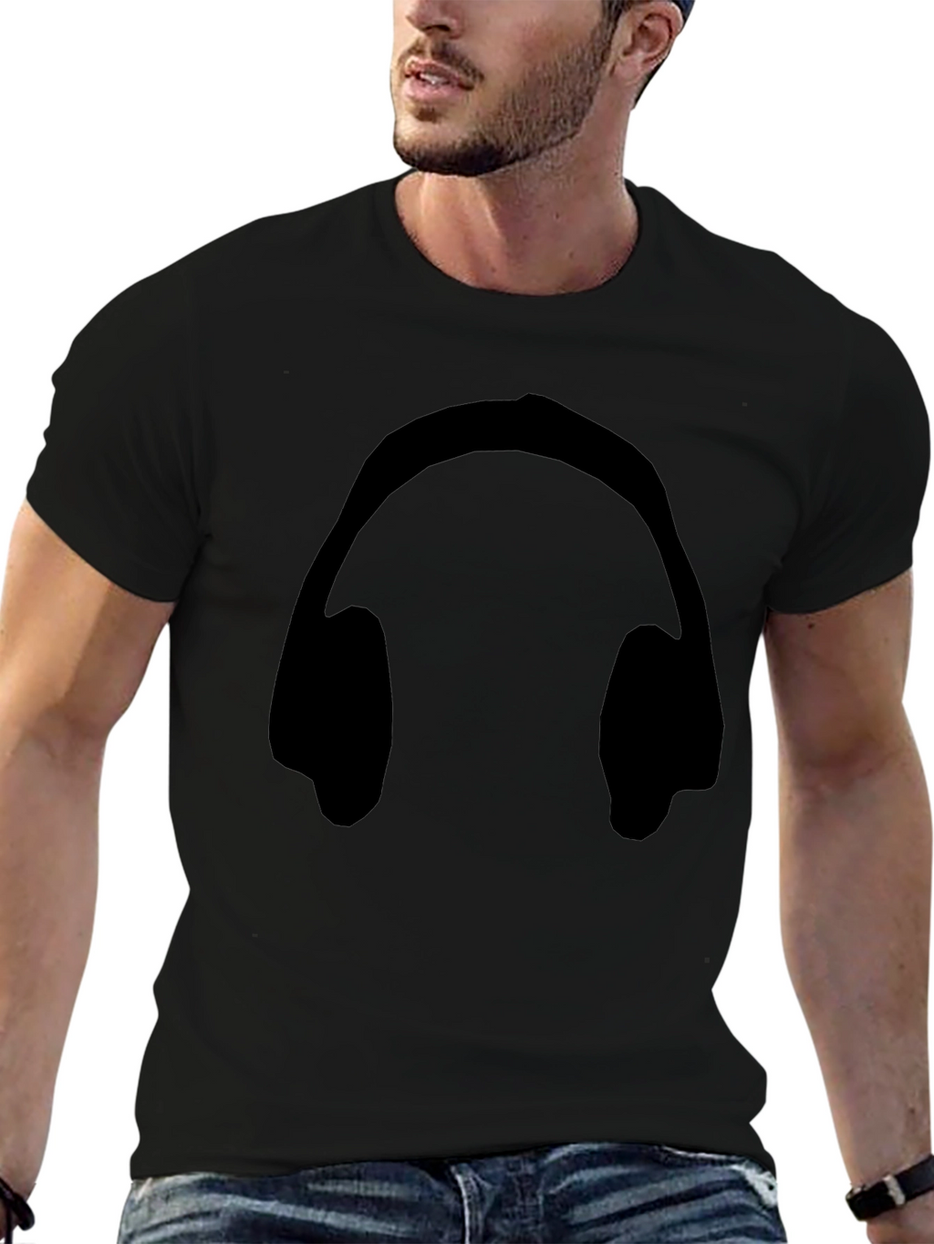 Headphones Graphic Tee - Stylish Black T-Shirt
