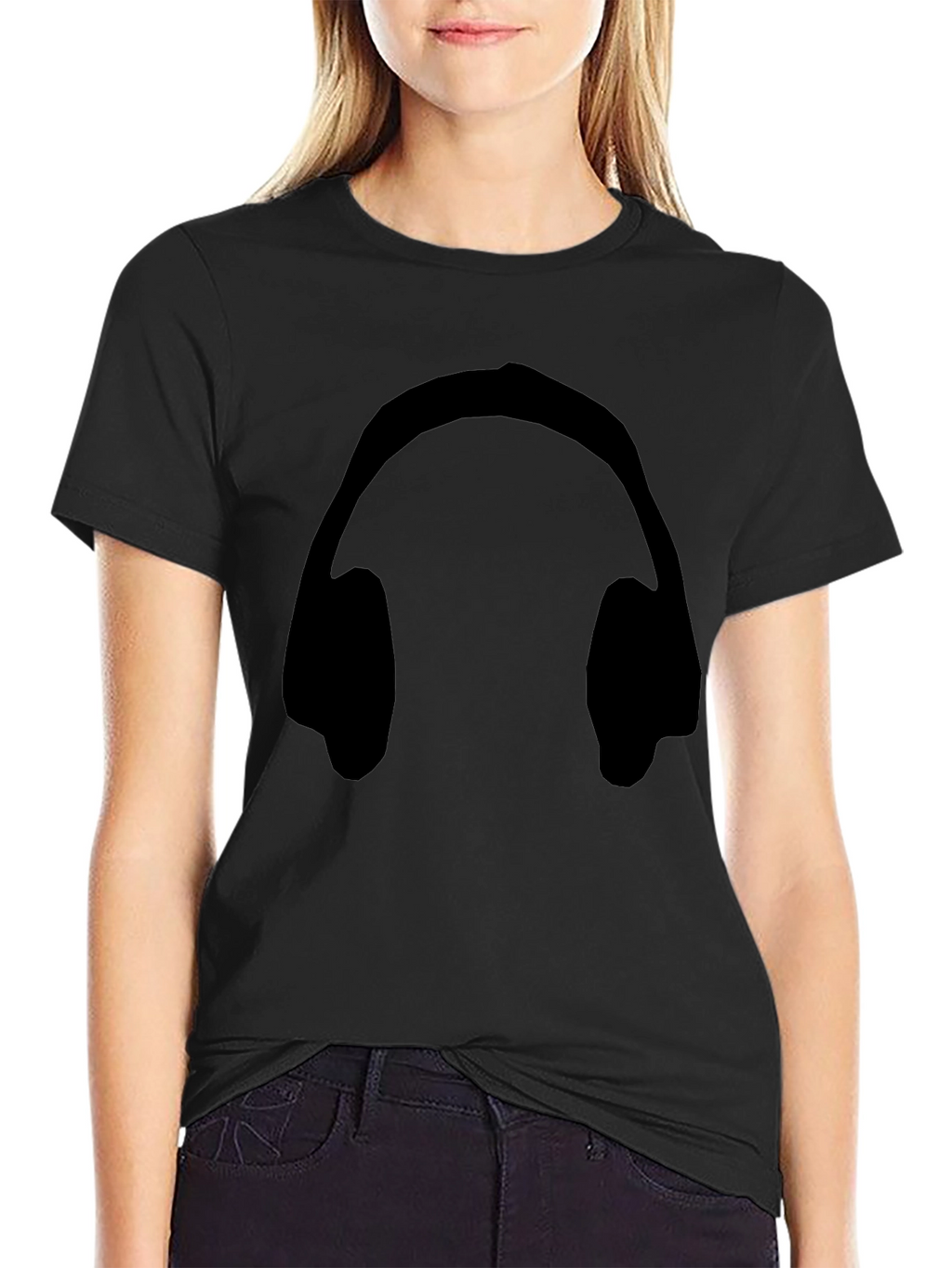 Headphones Graphic Tee - Stylish Black T-Shirt