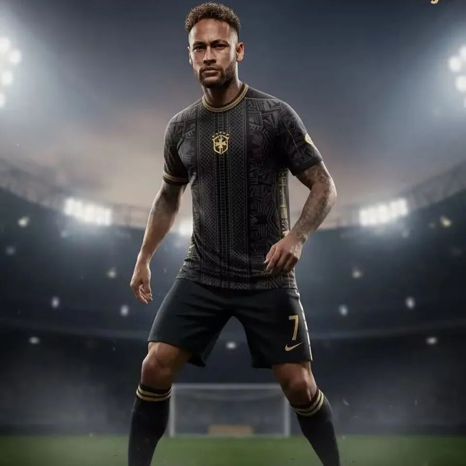 2026 Brazil Special Edition Black Player Version Soccer Jersey Detail 1