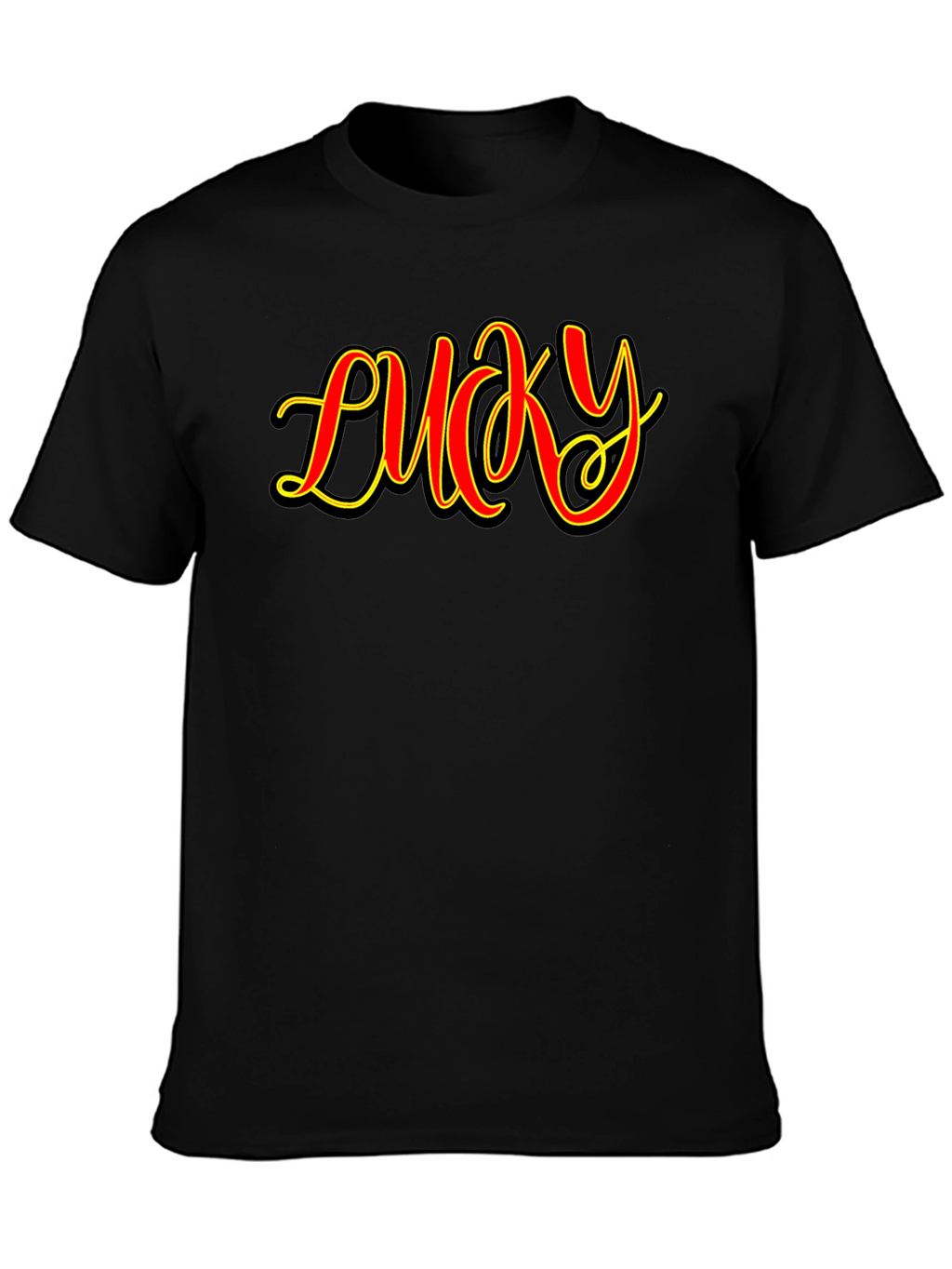 Lucky Graphic Print Mens Black T-Shirt