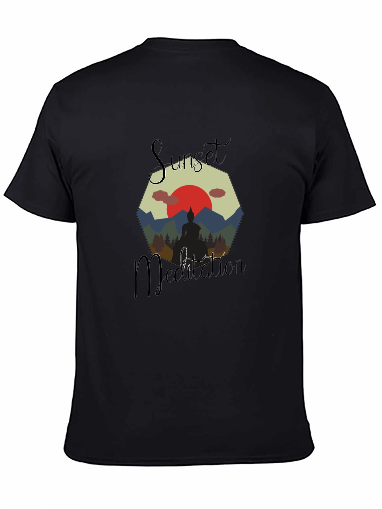 Sunset Meditation Mens Graphic Tee - Black