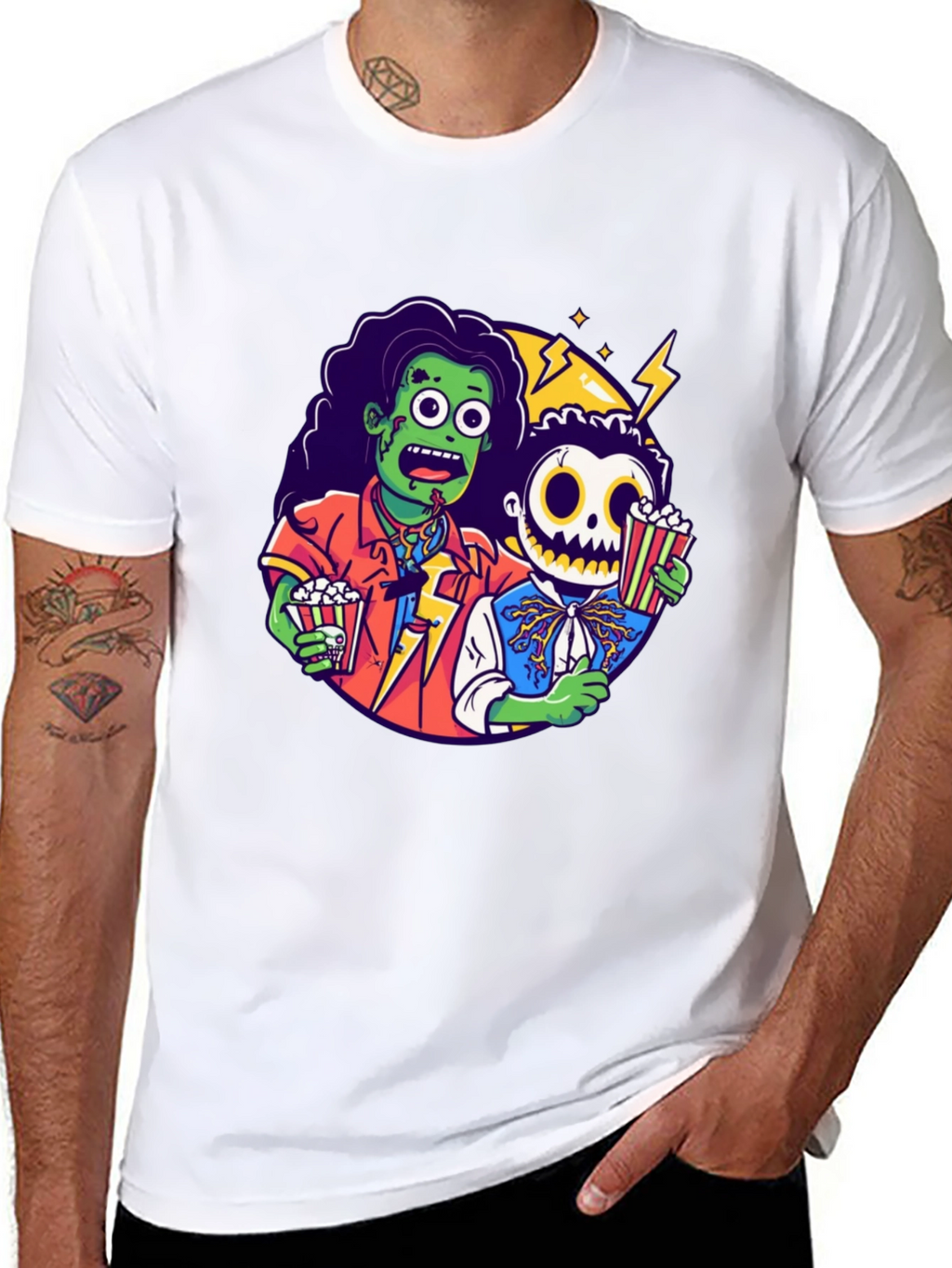 Zombie & Skeleton Halloween Movie T-Shirt