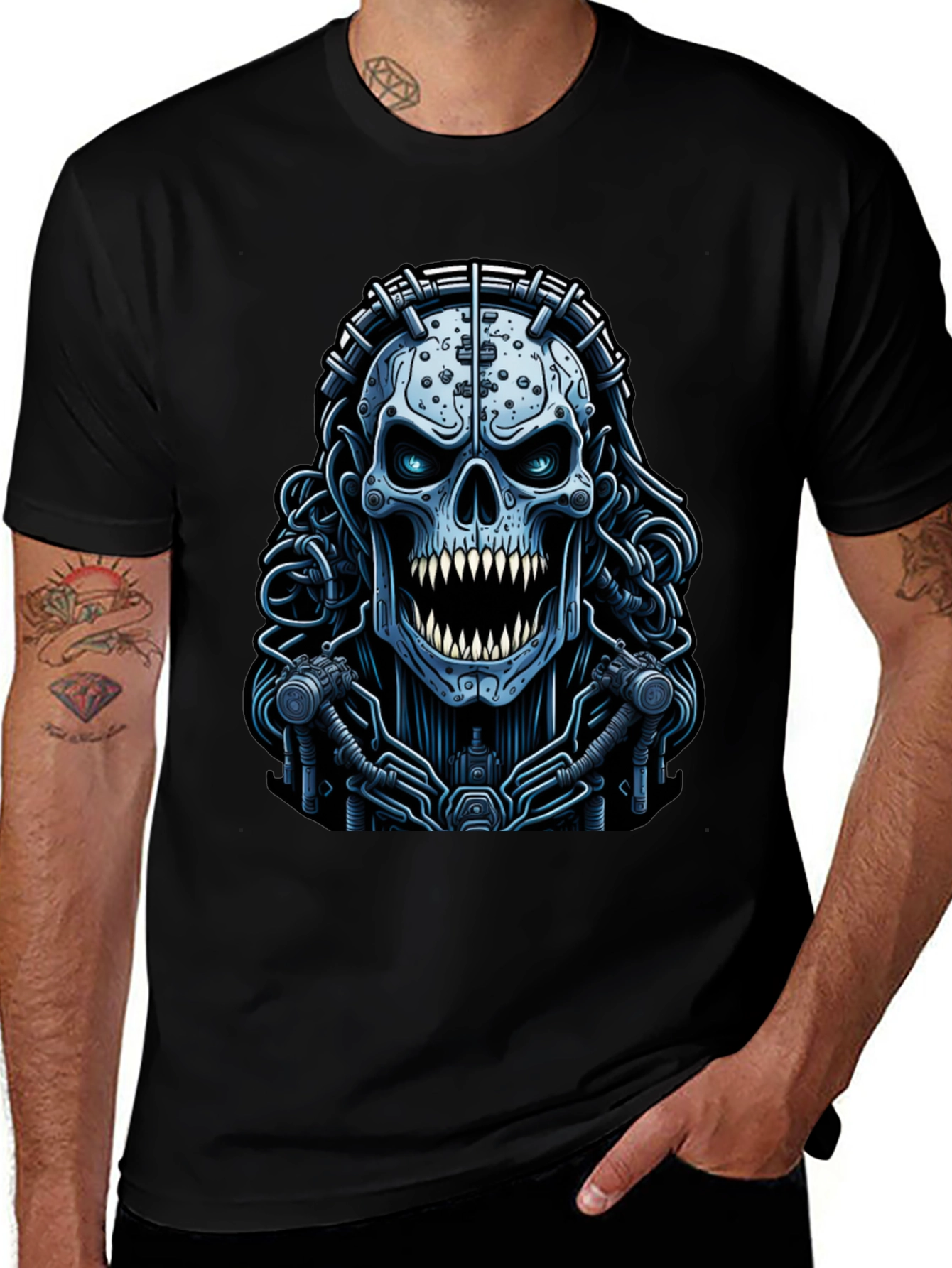Cyberpunk Skull Graphic Tee - Unique Dark Apparel