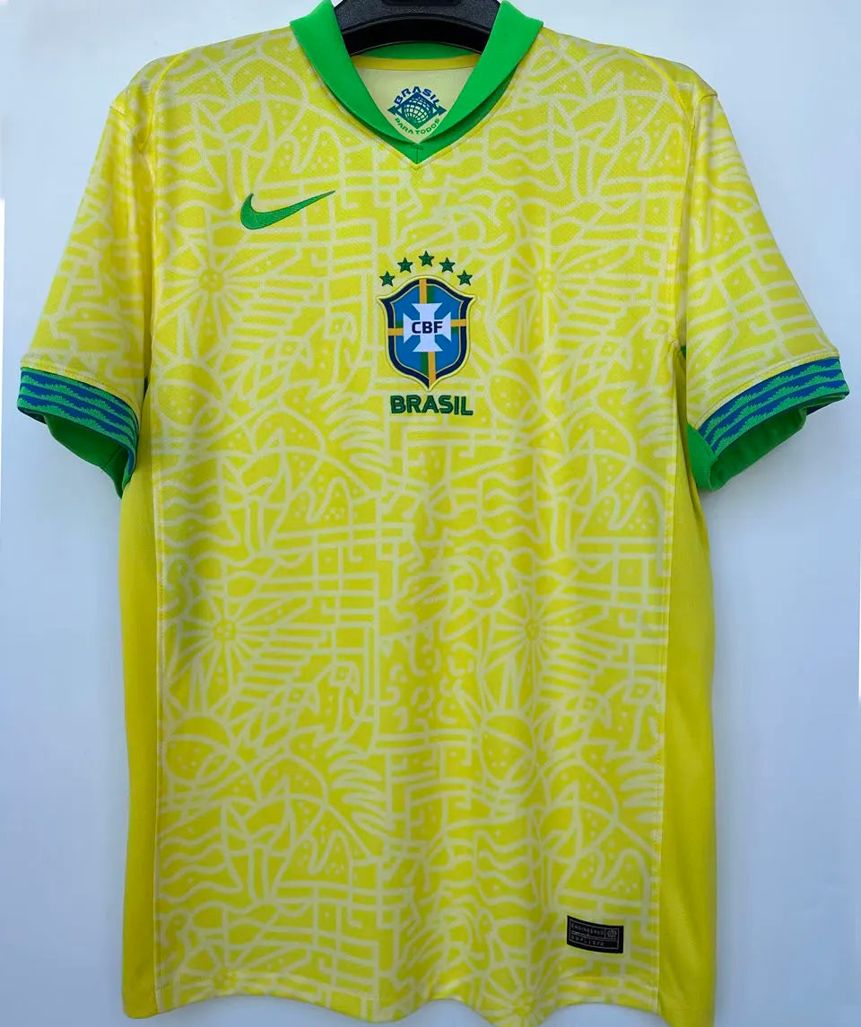 RODRYGO #10 Brazil 1:1 Quality Home Yellow Fans Jersey 2024/25 ★★ Detail 1