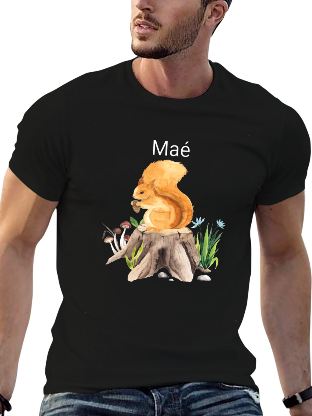 Squirrel Tree Stump Graphic Tee