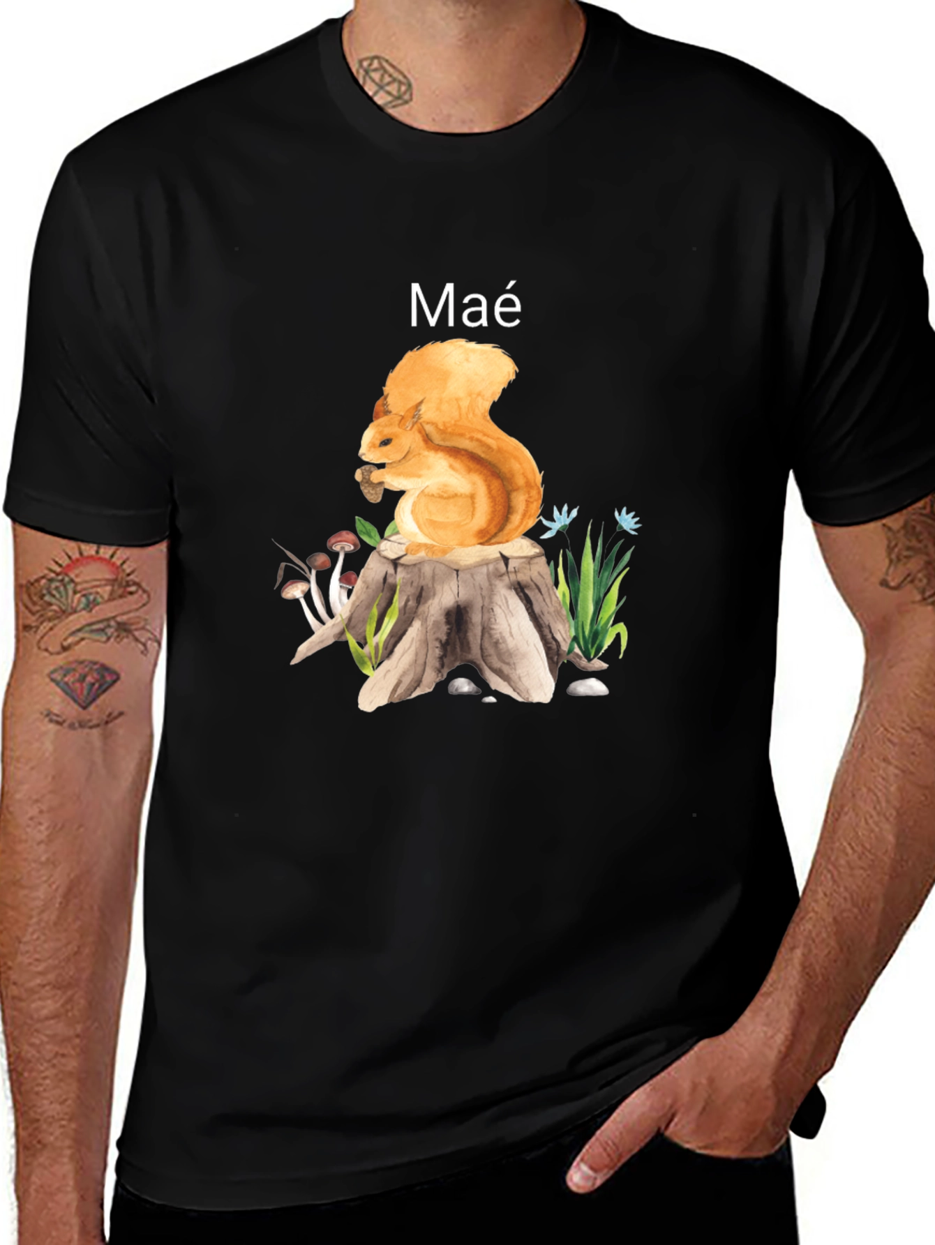 Squirrel Tree Stump Graphic Tee