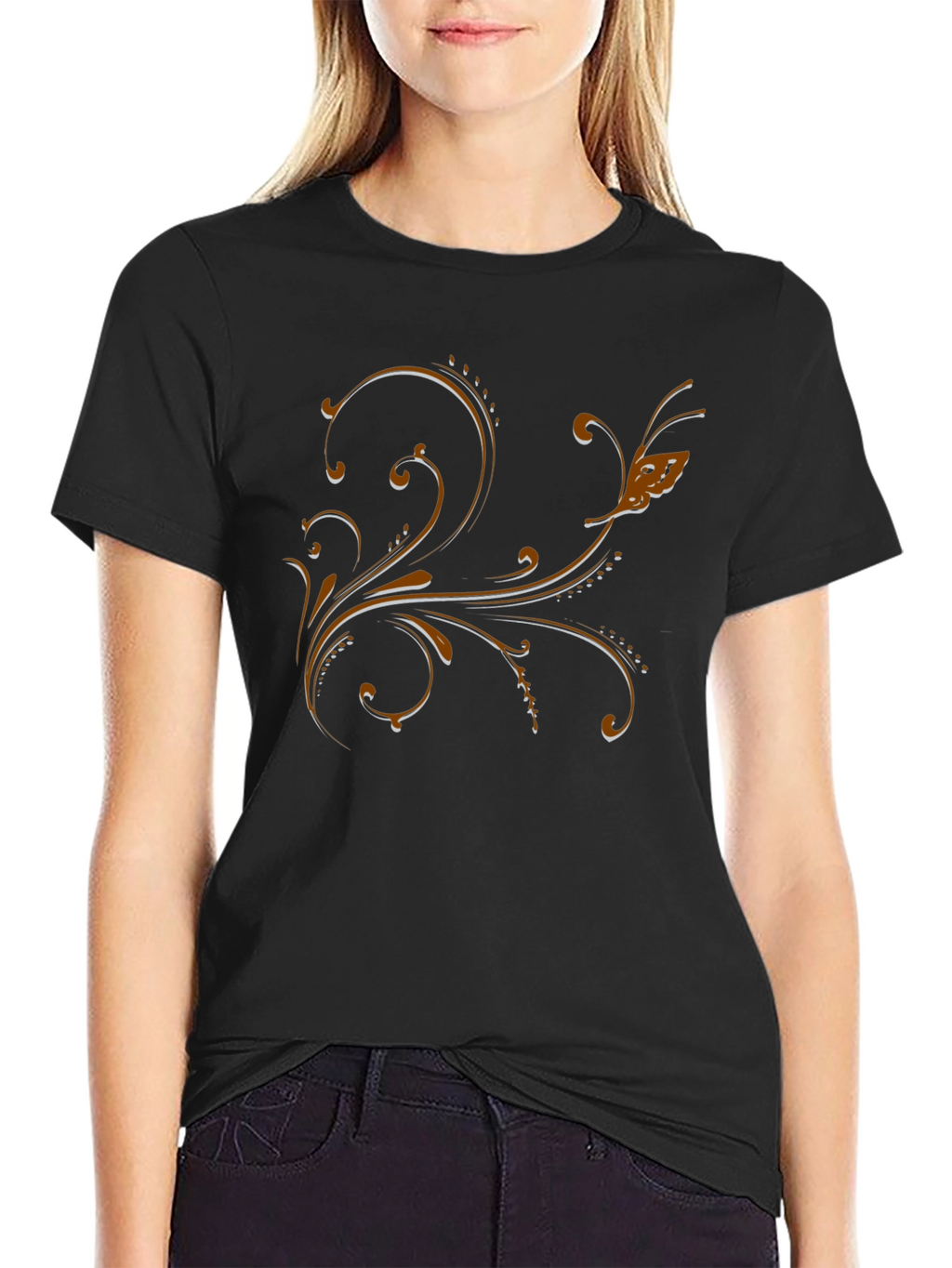 Elegant Floral Scrollwork T-Shirt