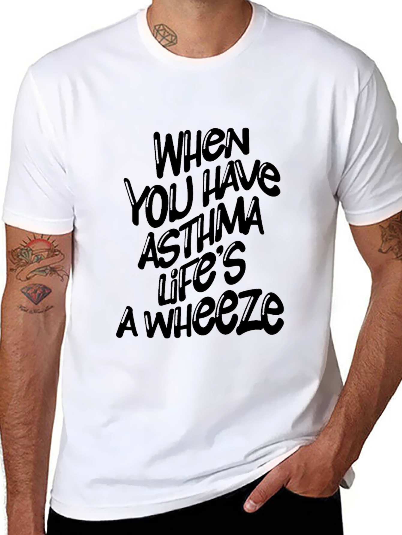 Asthma Awareness Black T-Shirt: Lifes a Wheeze