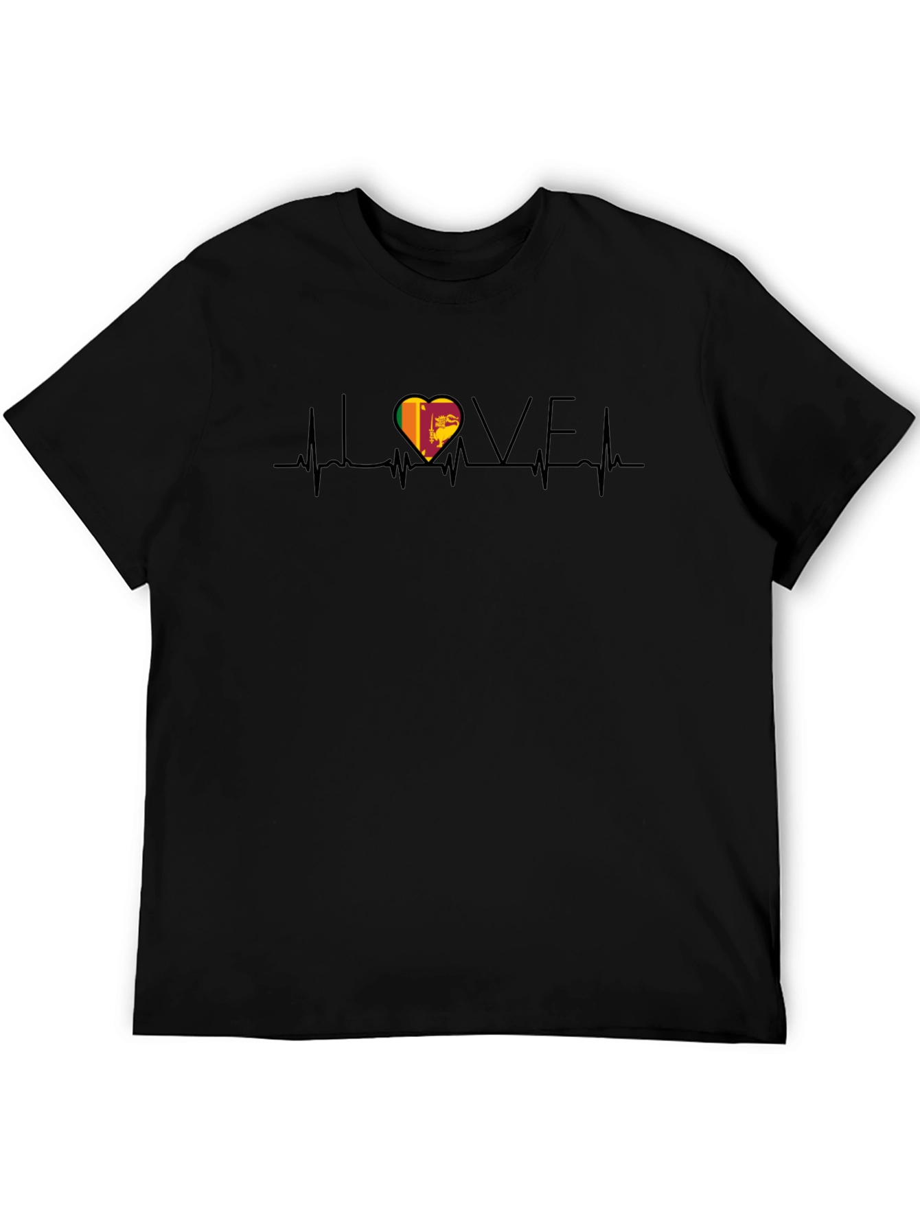 I Love Sri Lanka Heartbeat Black T-Shirt
