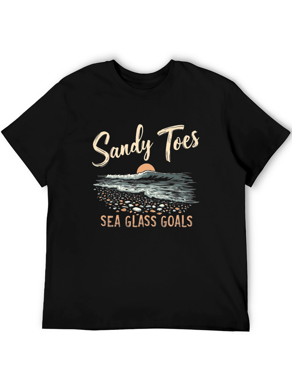 Sandy Toes Sea Glass Goals Black T-Shirt