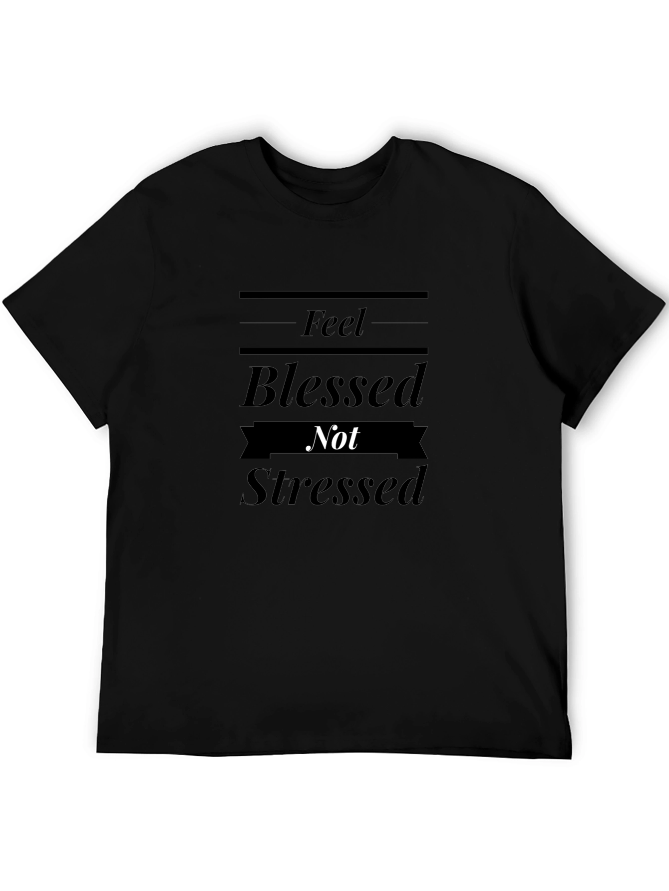 Blessed Not Stressed Black Graphic Tee Shirt
