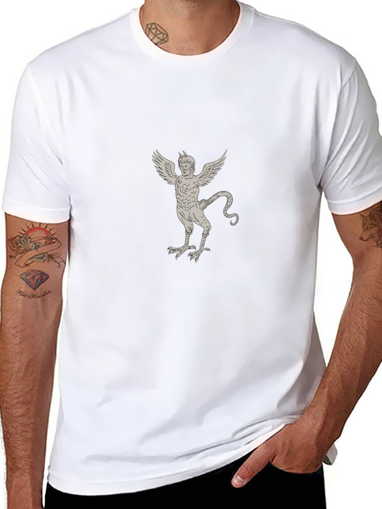 Mens Black T-Shirt - Griffin Illustration