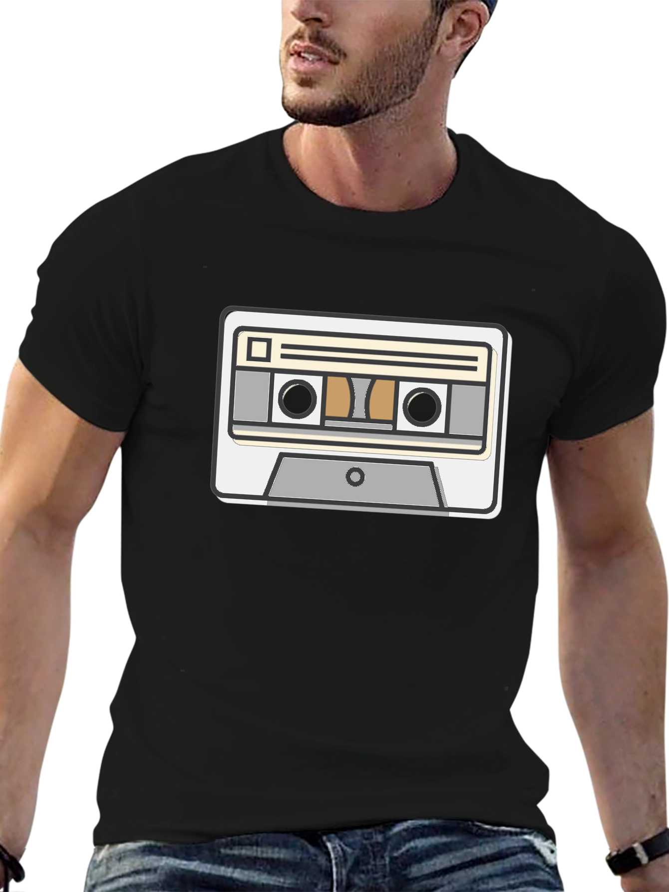 Retro Cassette Tape Graphic Tee - Black