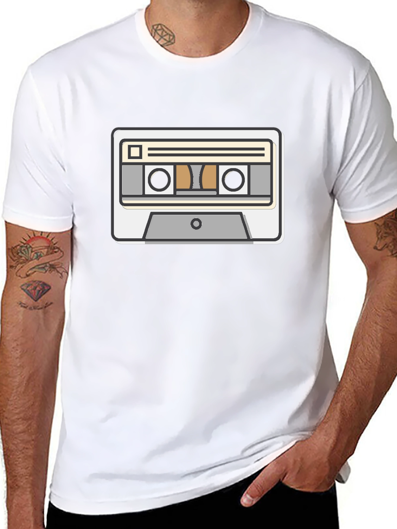 Retro Cassette Tape Graphic Tee - Black