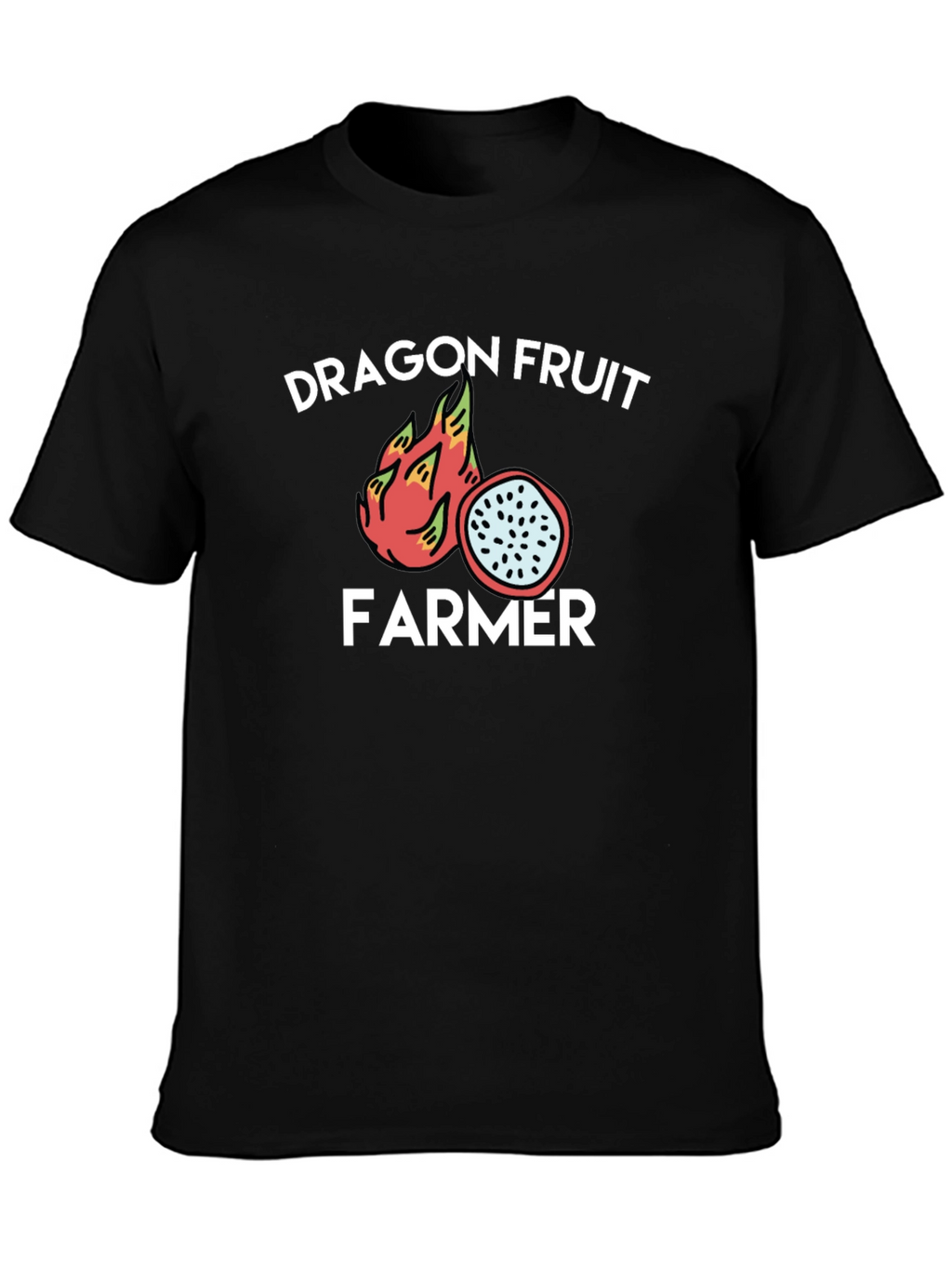 Dragon Fruit Farmer Graphic Tee - Black Cotton T-Shirt