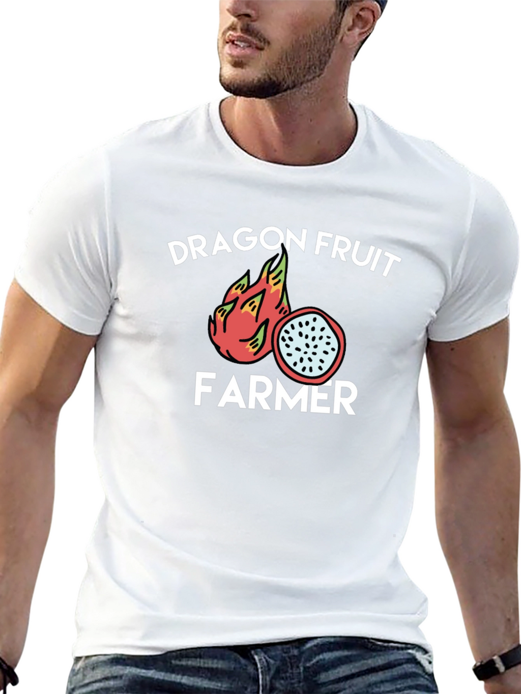Dragon Fruit Farmer Graphic Tee - Black Cotton T-Shirt
