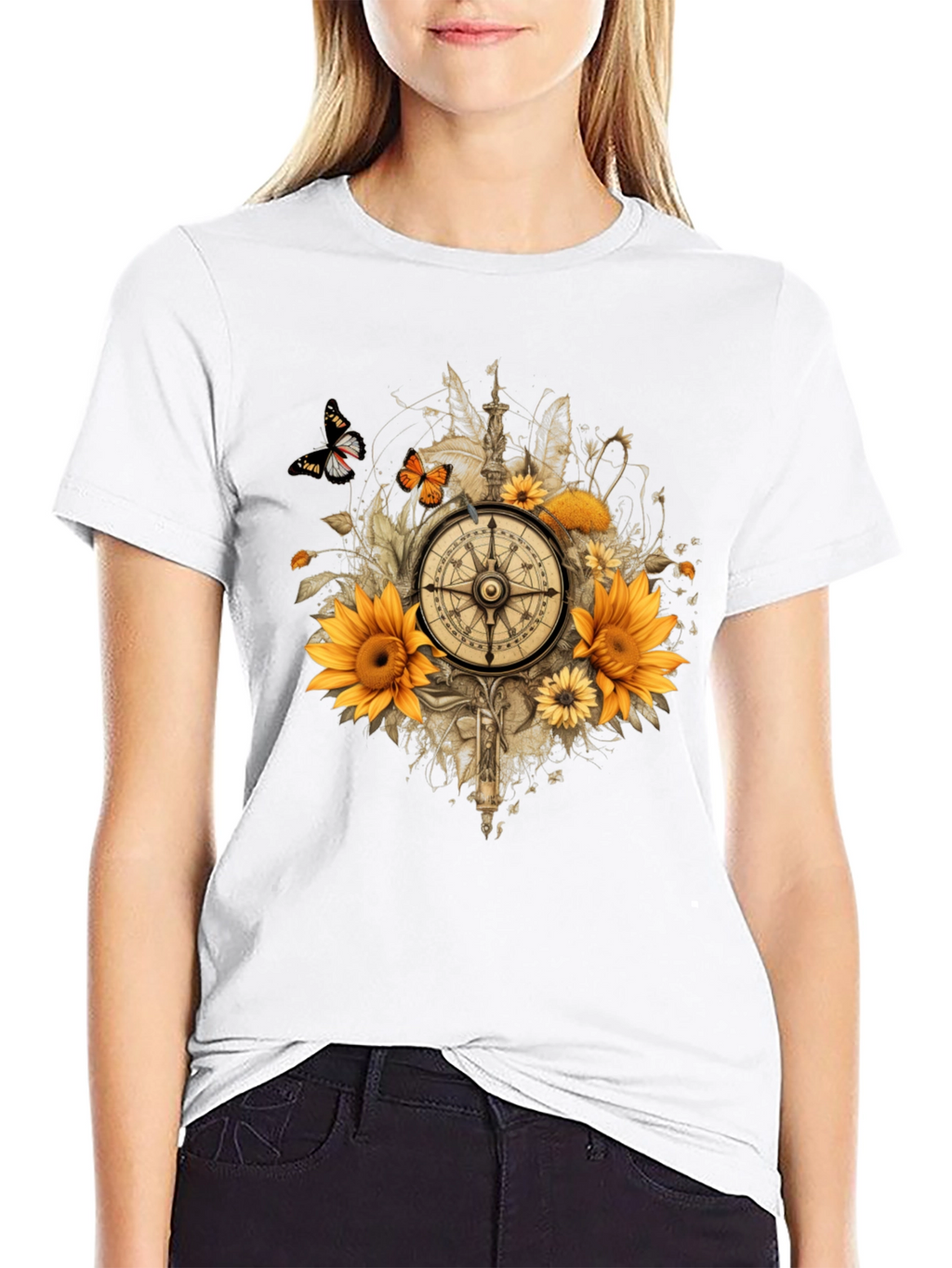 Sunflower Compass Graphic Tee