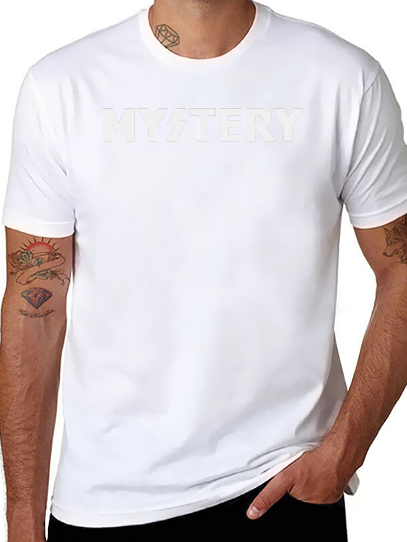Mystery Graphic Tee - Black Cotton Crew Neck